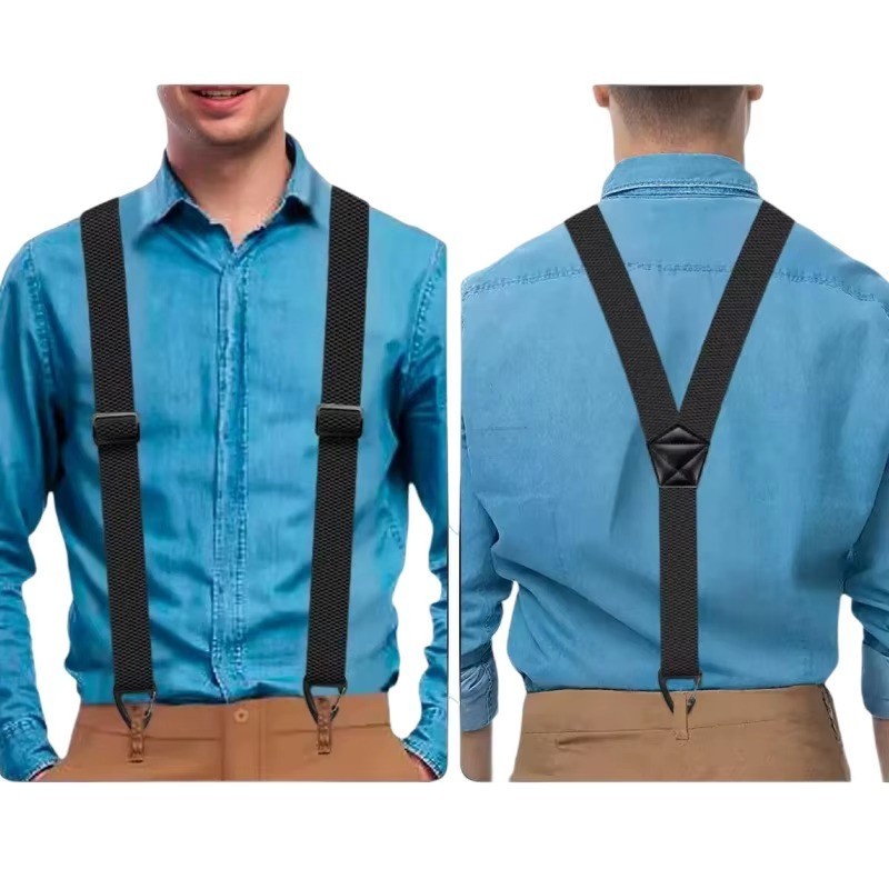 Heavy Duty Elastic Suspenders for Men Trouser Pants Braces Strap Work Belt