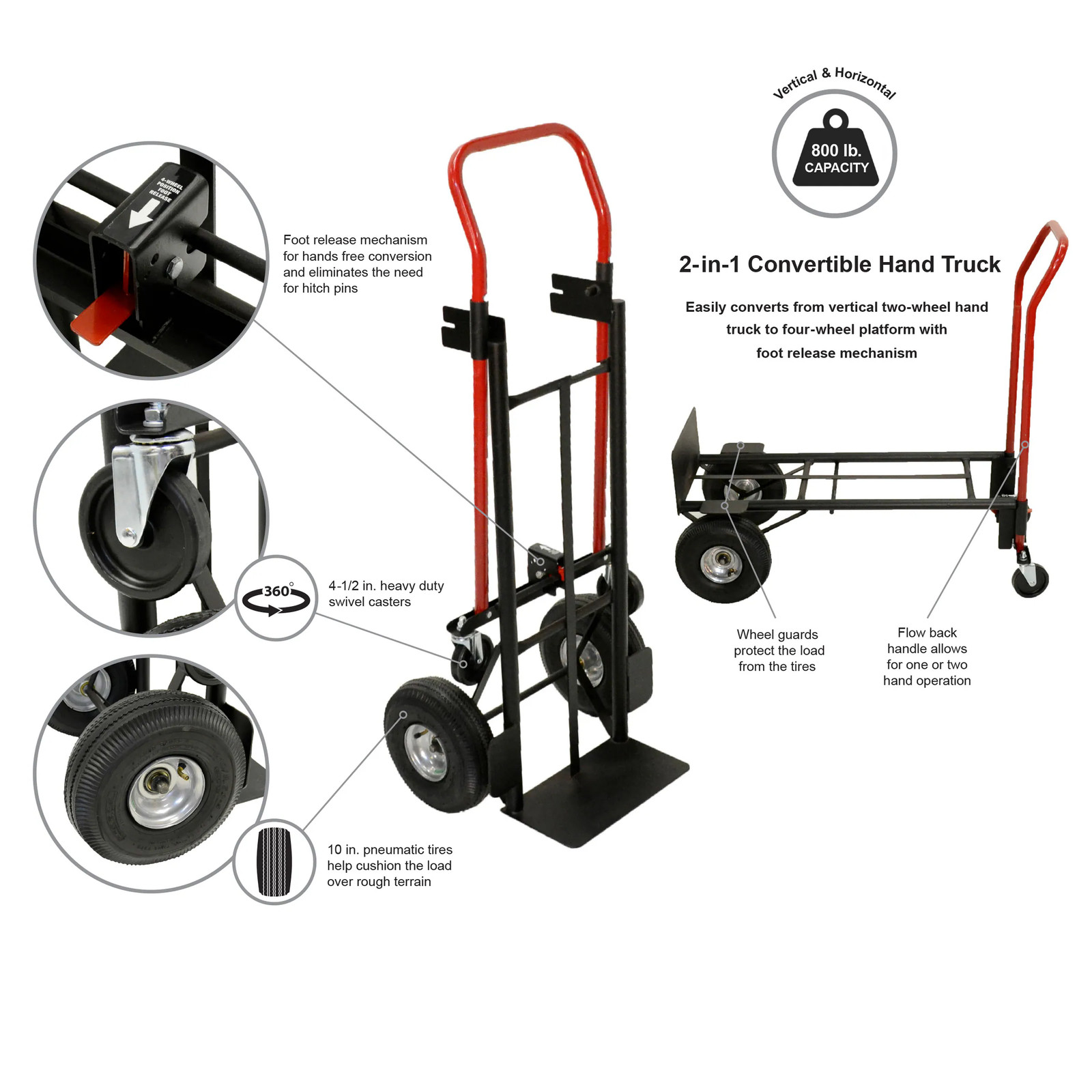 Milwaukee 800-lb Capacity 4 -Wheel Multiple colors/finishes Steel Convert|123619