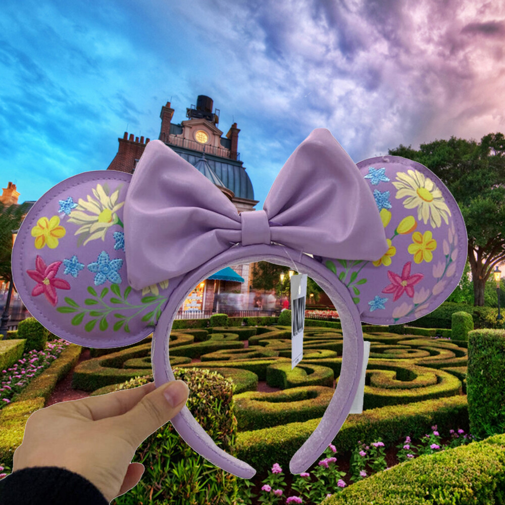 2025 Loungefly DisneyPark’s Anniversary Flower Headband Minnie Ears Purple Mouse