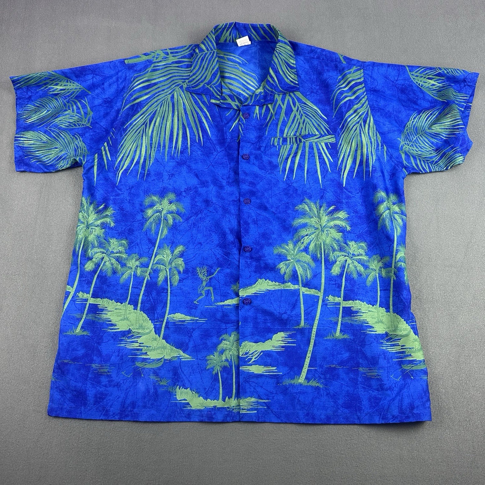 Vintage Reed Aloha Hawaiian Shirt Men’s Large Palm Tree Camp Shirt