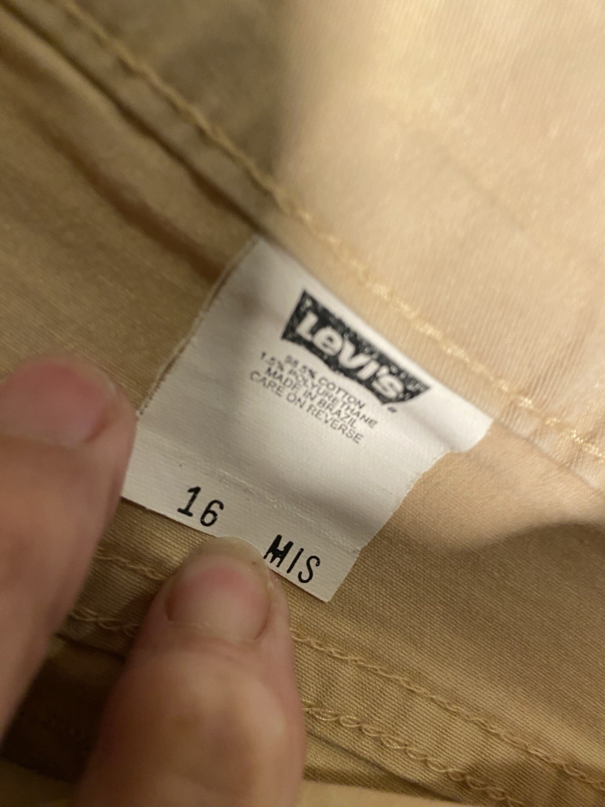 Levi’s Beige Denim Mini Skirt Womens 16 Regular Knee Length Zip Closure