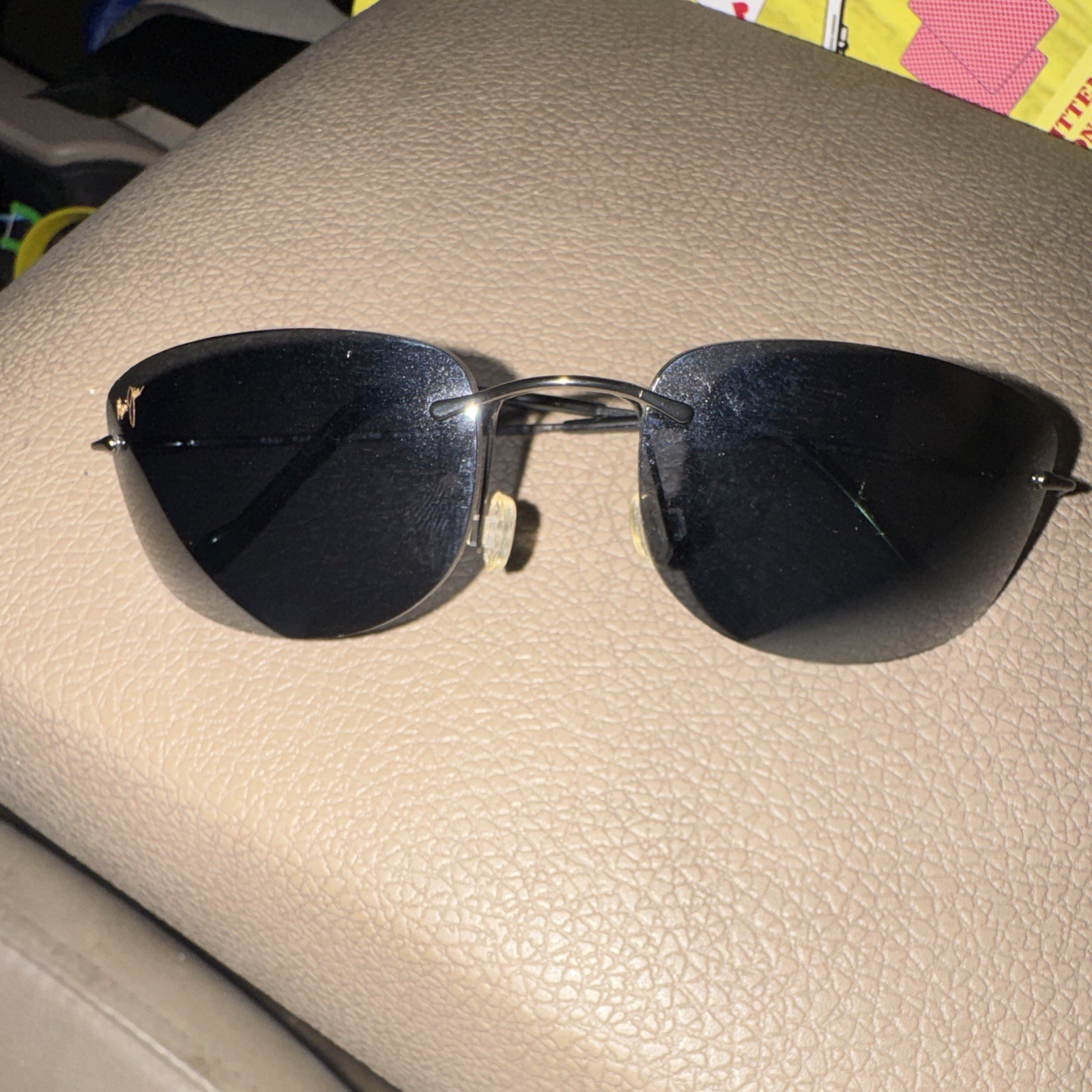 Maui Sport MJ Sport Rimless Lightweight Rectangle Sunglasses Black UV400
