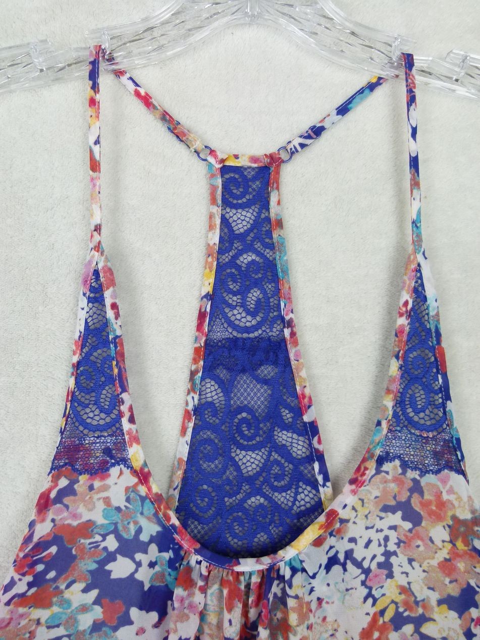 In Bloom Women’s Small Multicolor Floral SGP110M Polyester Tank Lace Back Tunic