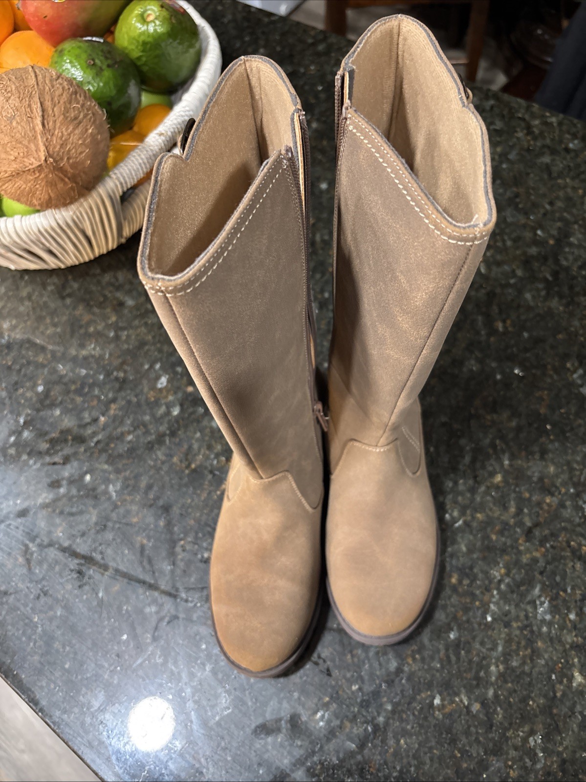 Boots Womens Size 4 M Beige All Man Made Materials
