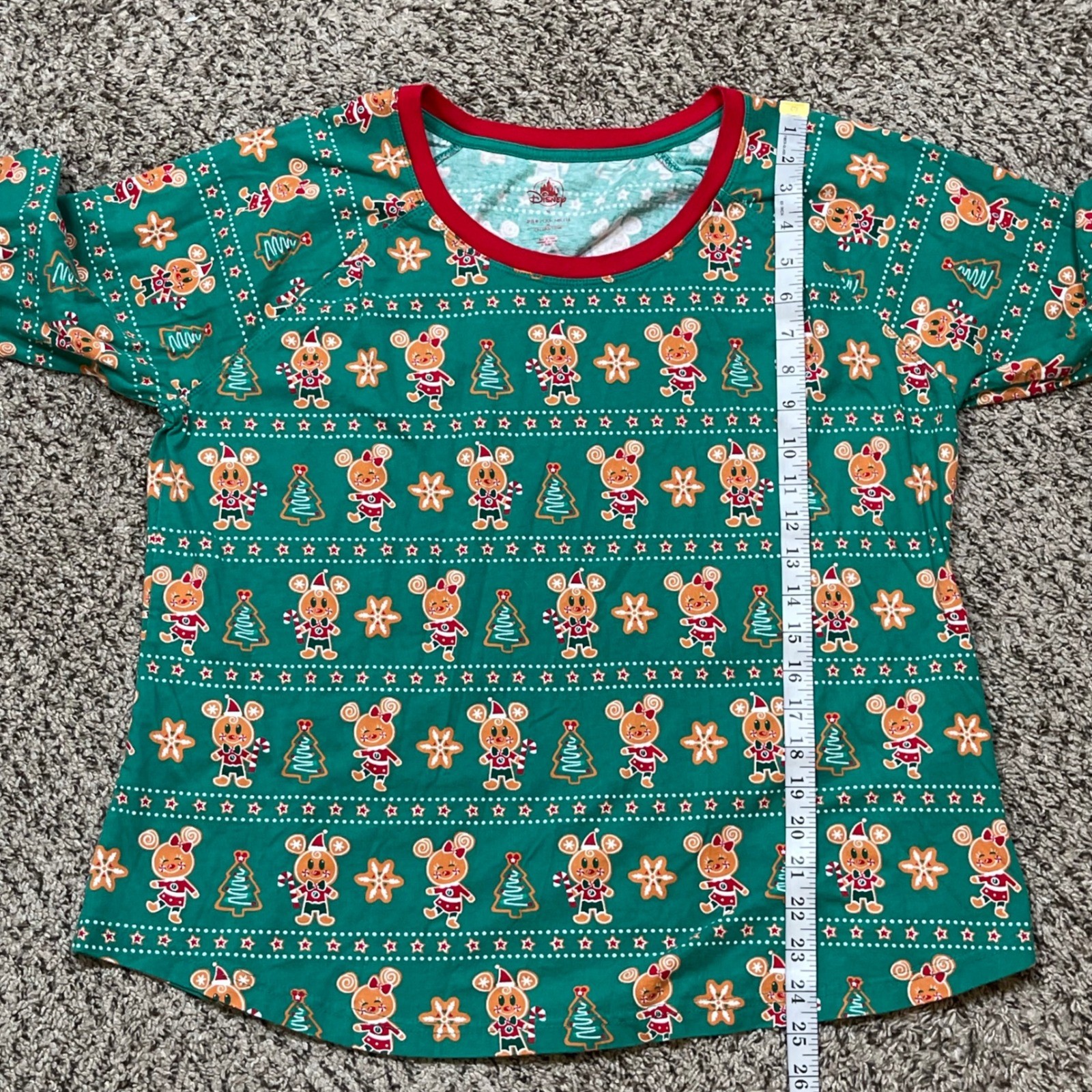Disney Store Mickey Mouse & Friends Green Holiday Pajamas Set XL Gingerbread