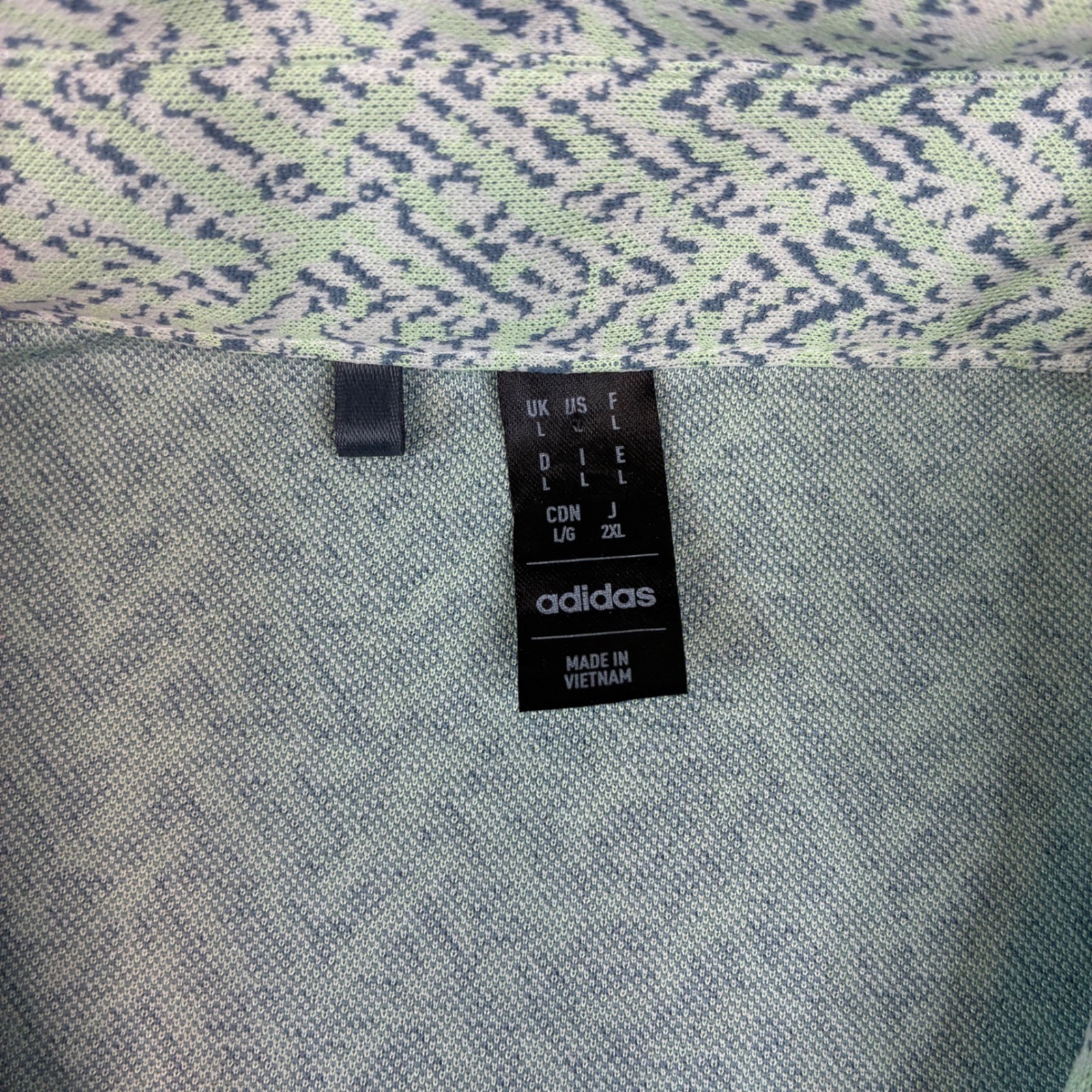 Adidas Polo Shirt Men Large Green Graphic Performance Golf IQ2948 Short Sleeve
