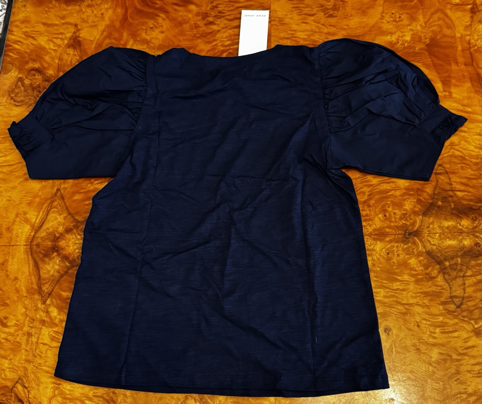 NWT Dear John Dani Black Iris Puffed Sleeve T Size Small Women’s