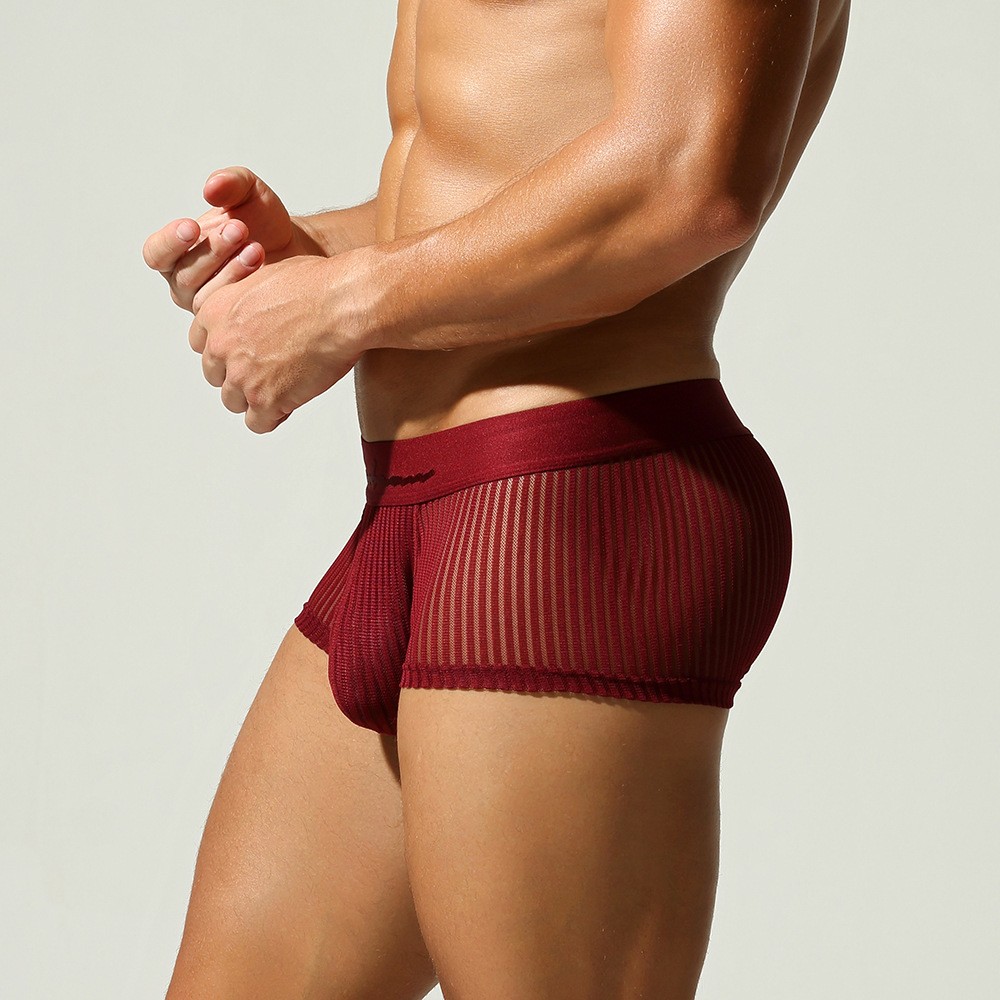 NEW Seobean Men’s Comfy Shorts Striped Pouch Underwear Low-Rise Boxer Briefs