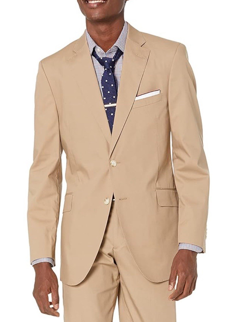 Kroon Men’s Irons Aim Active Poplin Suit Coat Flex Fit Size 44L Khaki