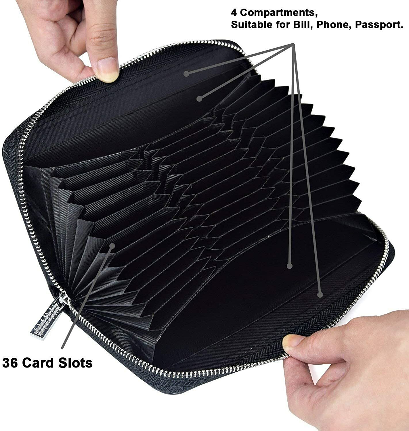 Large Capacity Credit Card Wallet Leather Secure RFID Wallet for Women 36 Slots