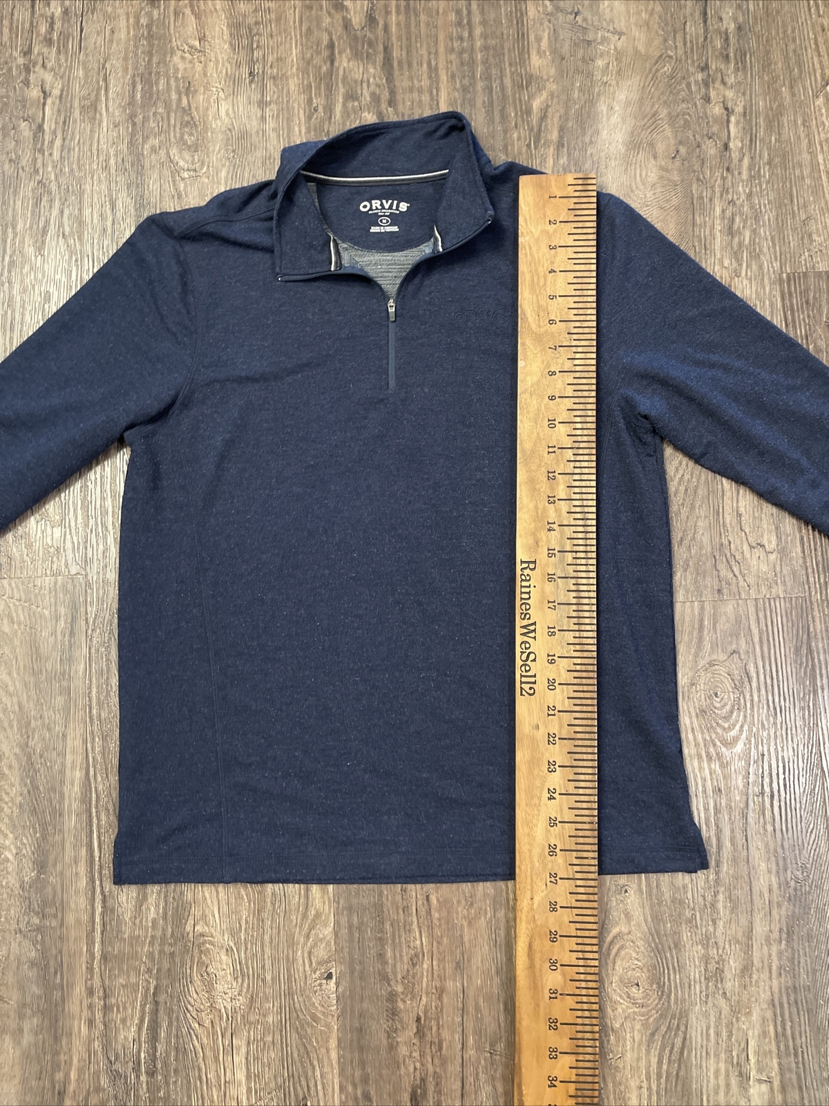 Orvis Pullover Zip Up Men’s Medium Long Sleeve Collard Blue EUC Free Shipping