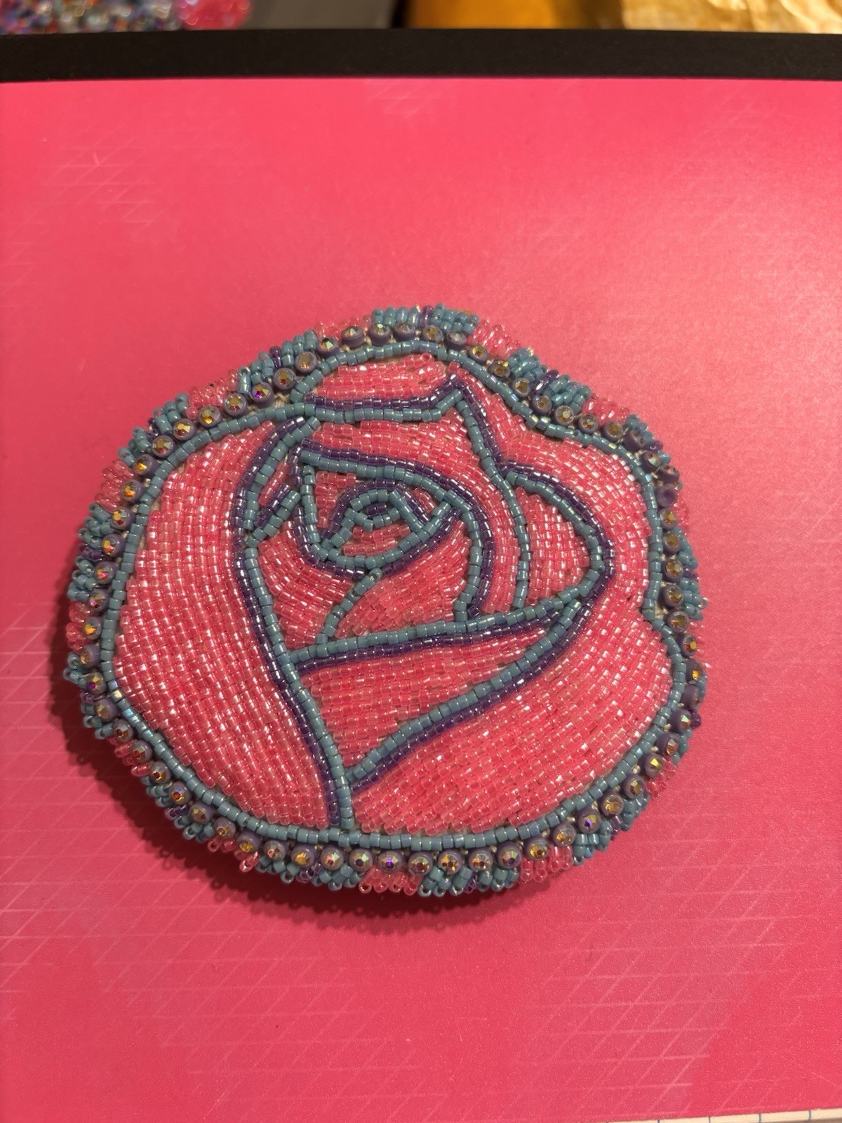 Beaded Rose Hair Barrette