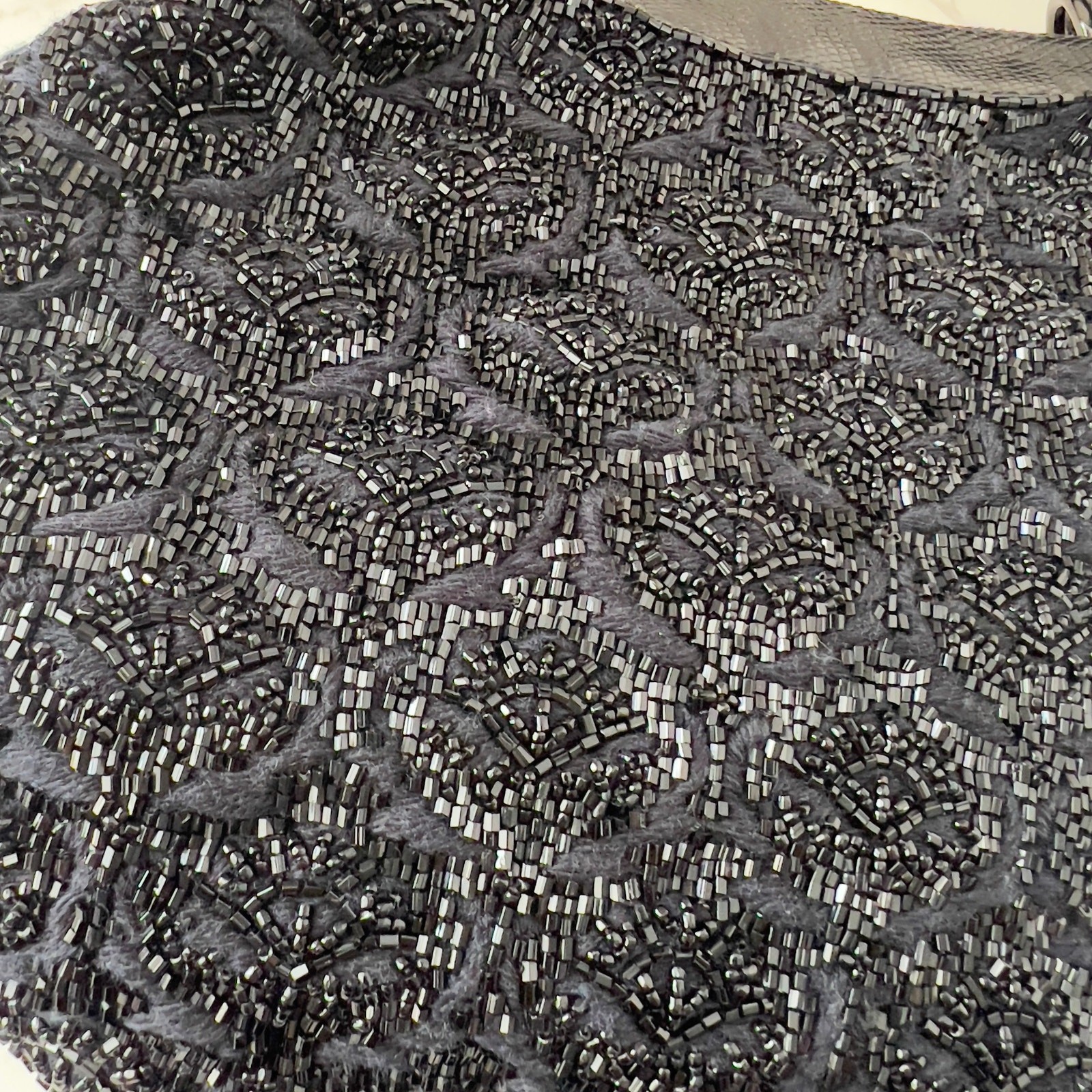 Vintage Fendi Black Rose Lizard trimmed Embellished Oyster Bag