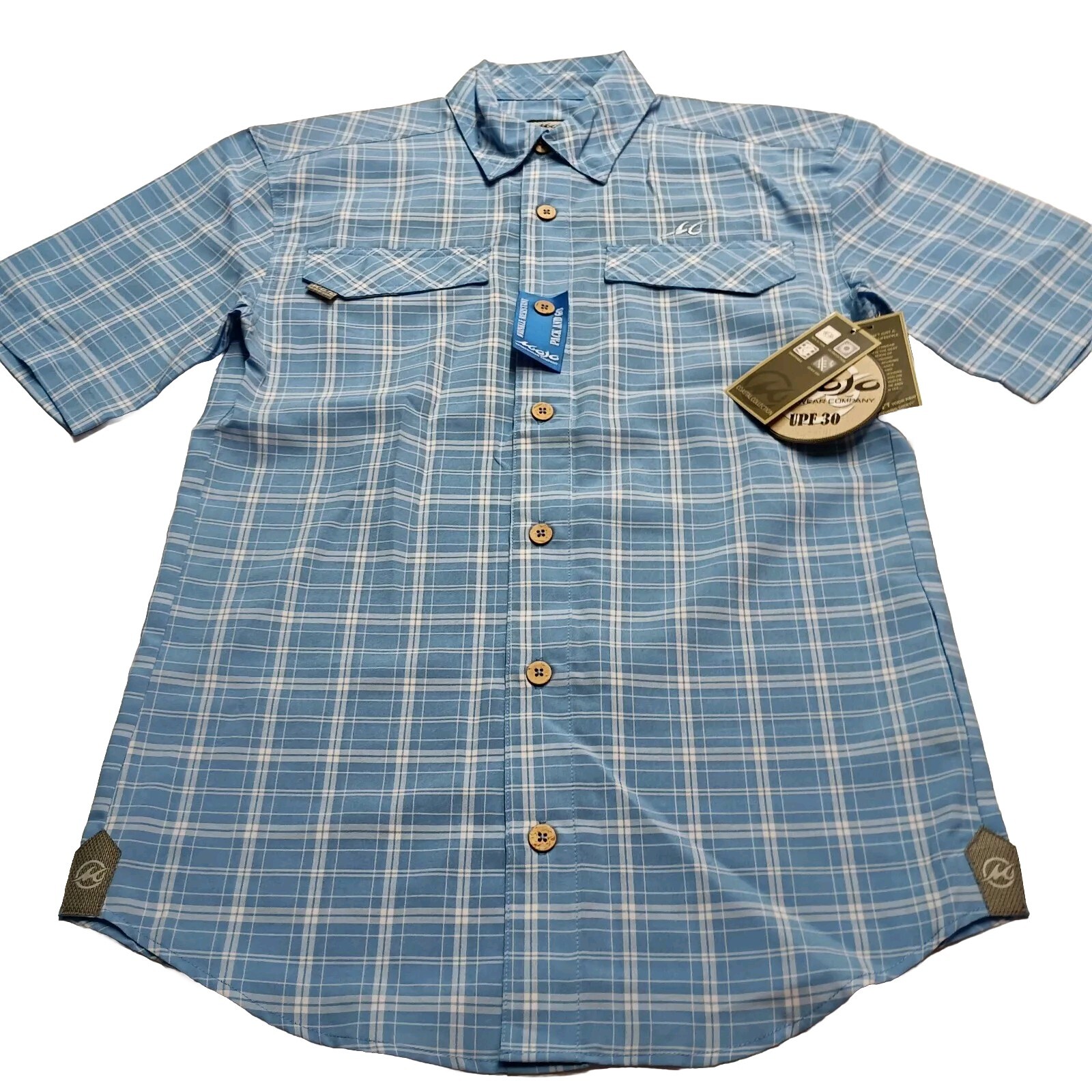 Mojo Sportswear Co Shirt Men’s S Blue Coastal Plaid UV Protection Quick Dry