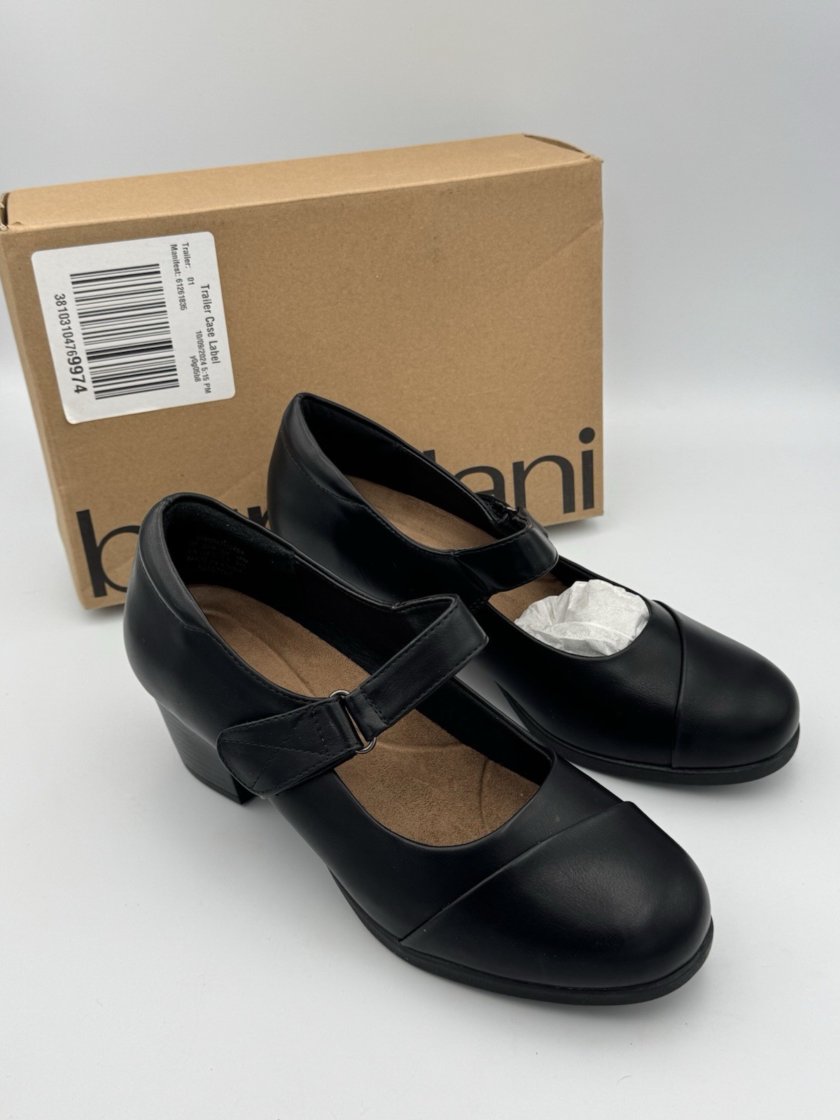 Burudani Black Leather Mary Jane Block Heel Shoes Women’s 7.5 US 38.5 EU w/ Box