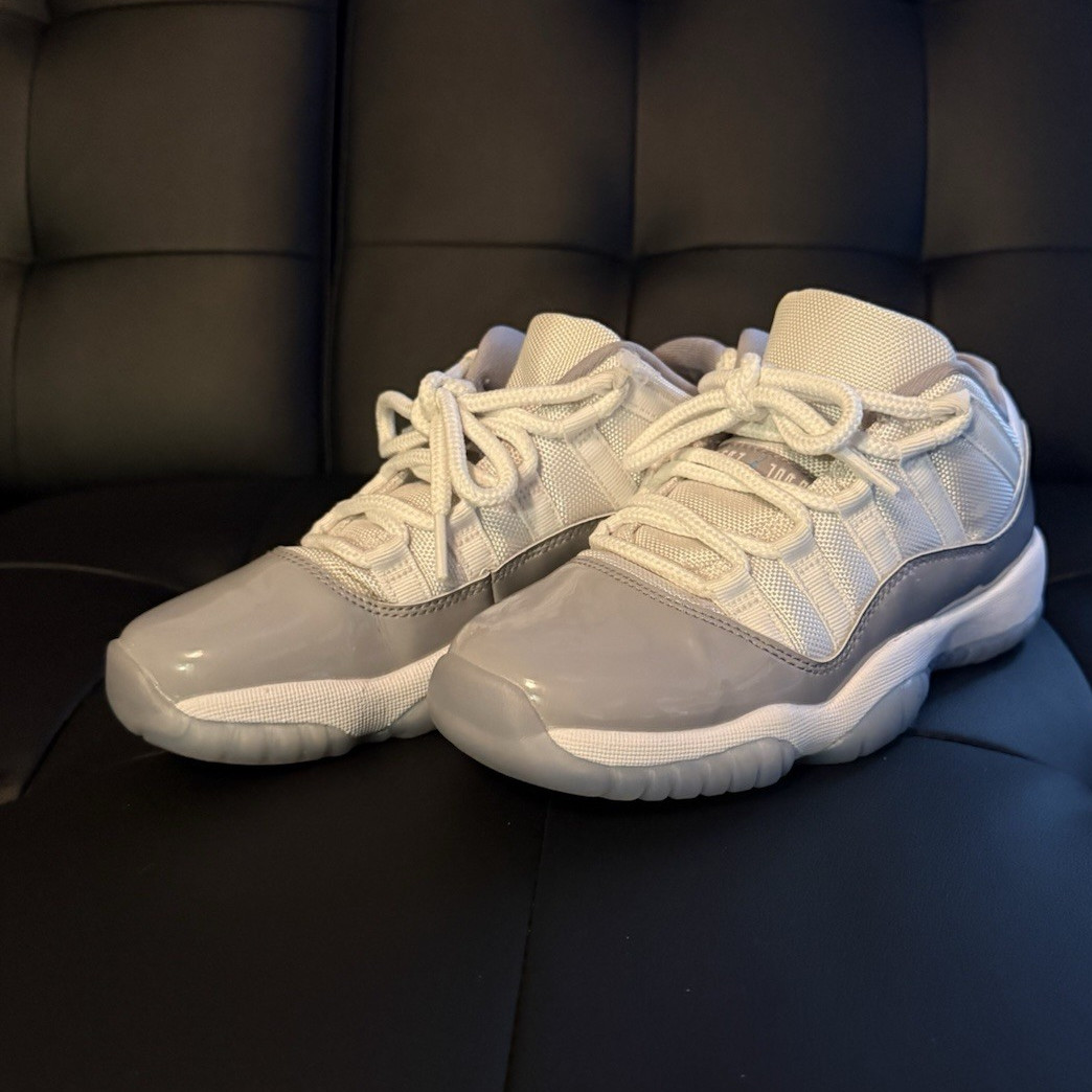 Jordan Air Jordan 11 Low White/Gray Leather Lace-Up Sneaker Youth 5Y