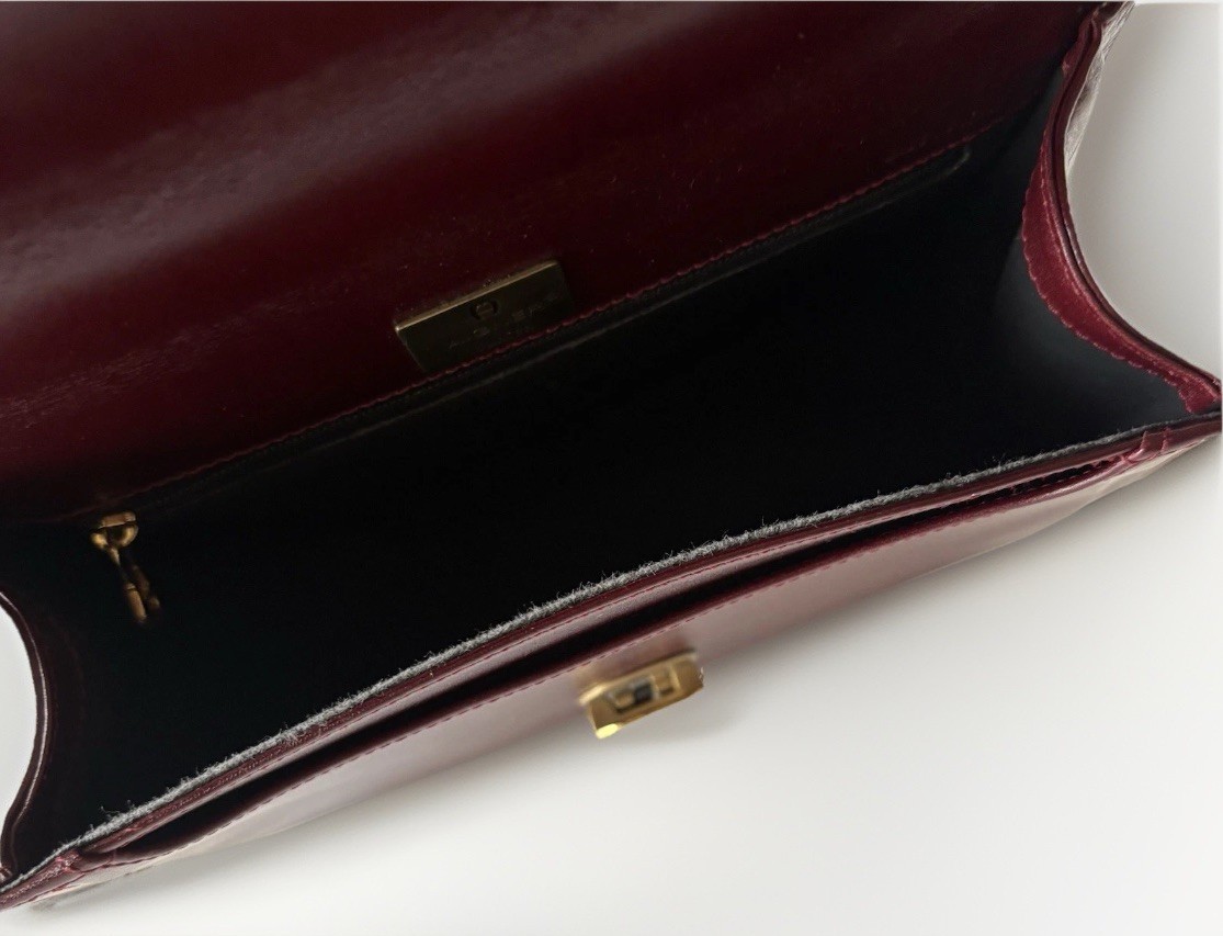 Authentic vintage AIGNER Handbag Leather Burgandy From Japan 0955
