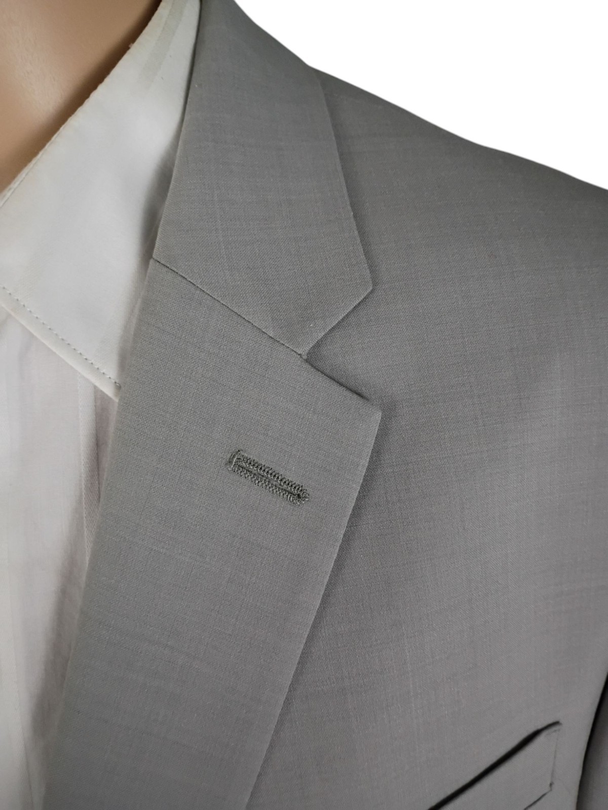 NEW Tommy Hilfiger Two Piece Light Gray Worsted Wool Suit 46XS Short Unhemmed