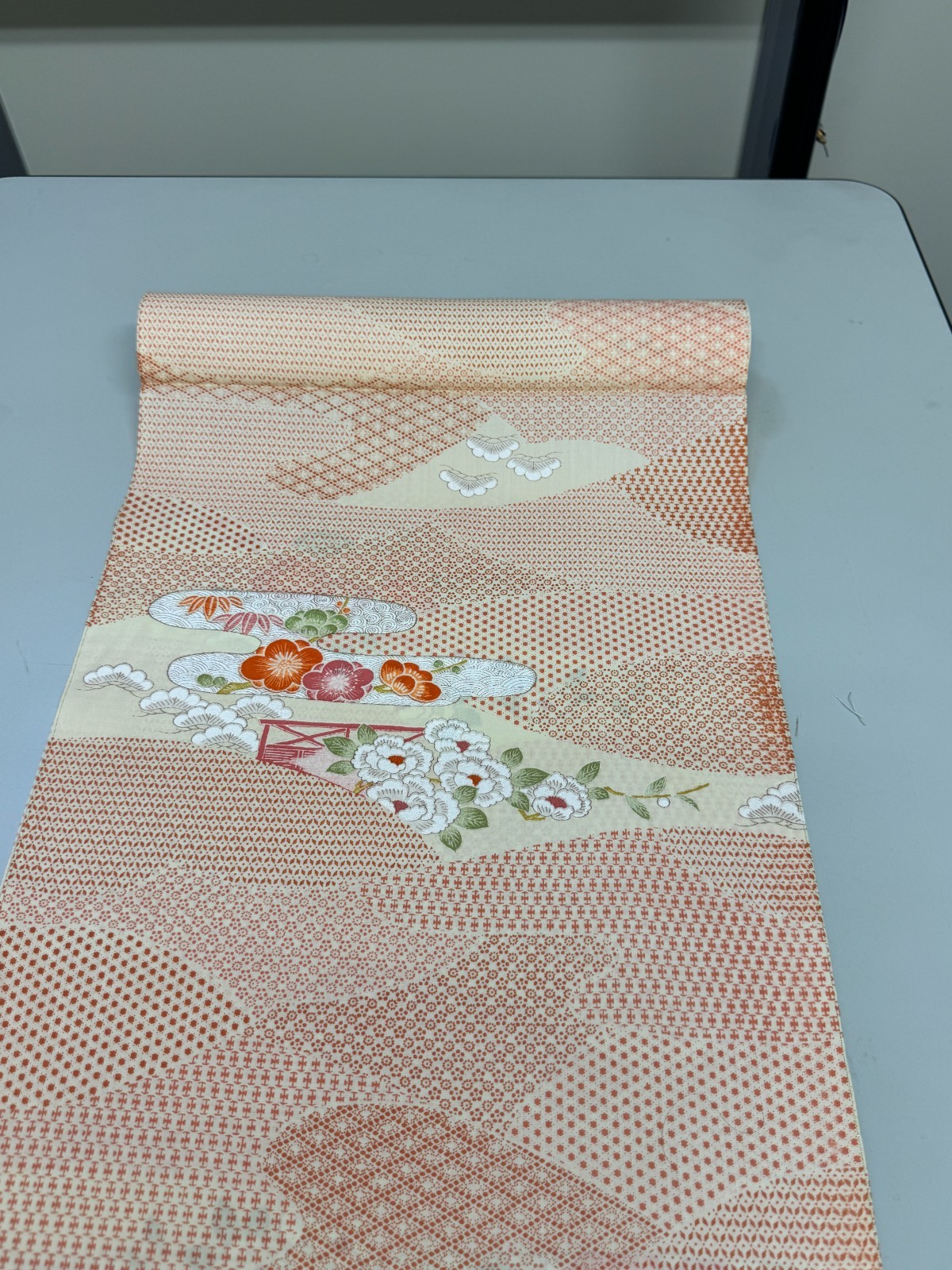 Japanese Vintage Kimono Fabric cloth Boro Wool Pink tradition 35.4×14.5 in