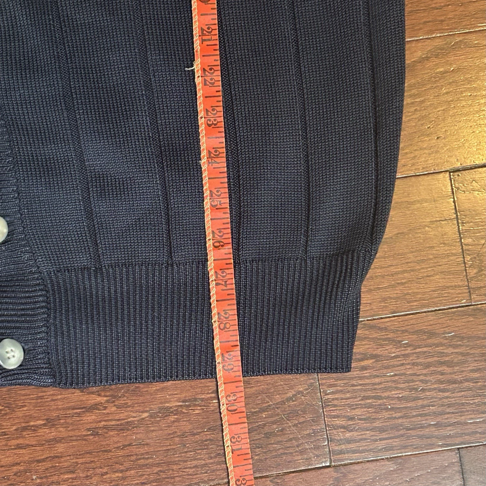 Slazenger Vest Men XL Navy Blue 100% Spun Silk Knit Cable Button Cardigan Golf