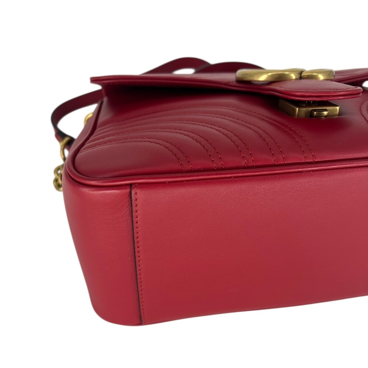 Gucci GG Marmont Small Matelasse Leather Top Handle Bag Hibiscus Red