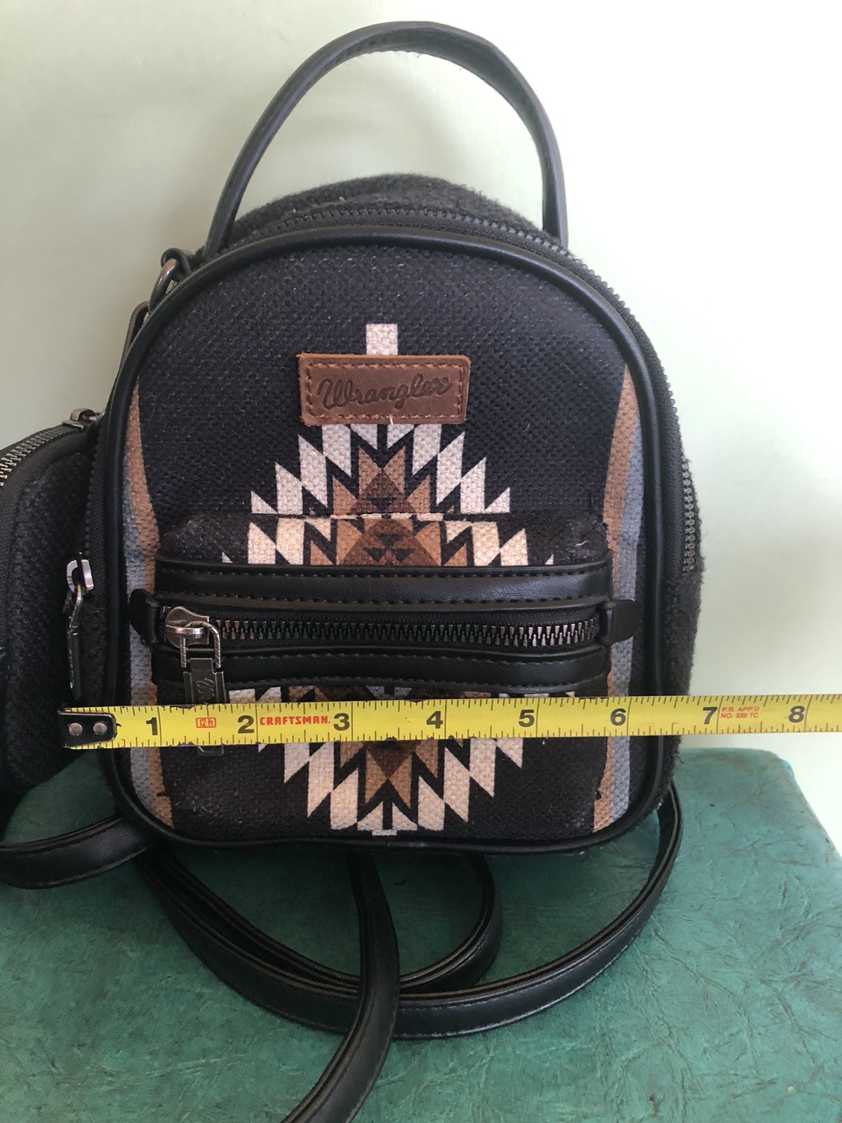 Wrangler Ladies Southwestern Black Mini Backpack With Coin Purse Western Rodeo