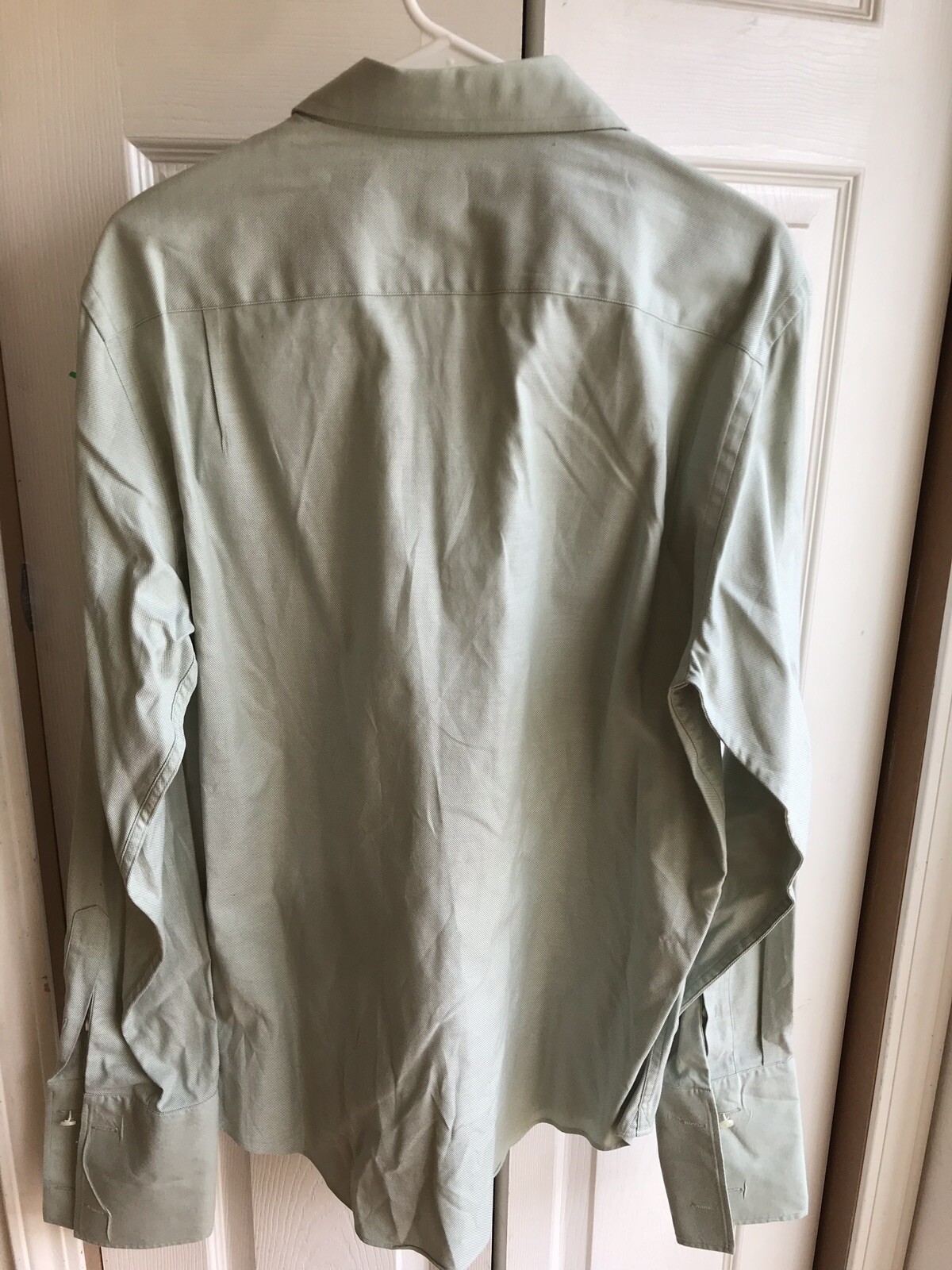 Banana Republic Light Green Button Down Dress Shirt double cuff Sz 15-15 1/2