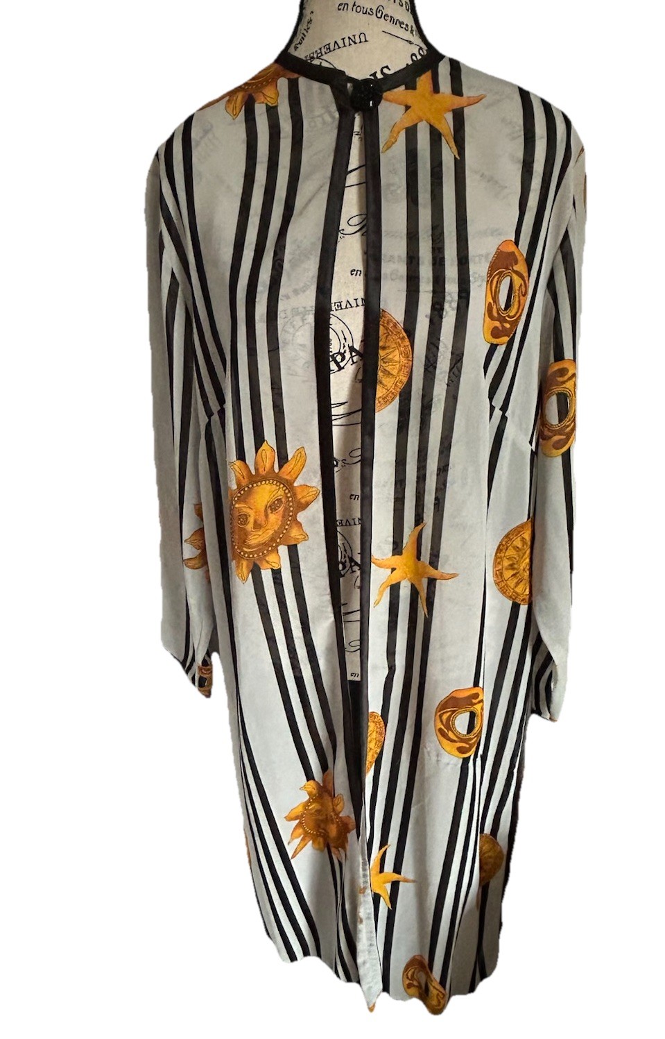 Maggie Shepard Solstice Robe Cover Up Fringe Yellow Black Celestial Festival