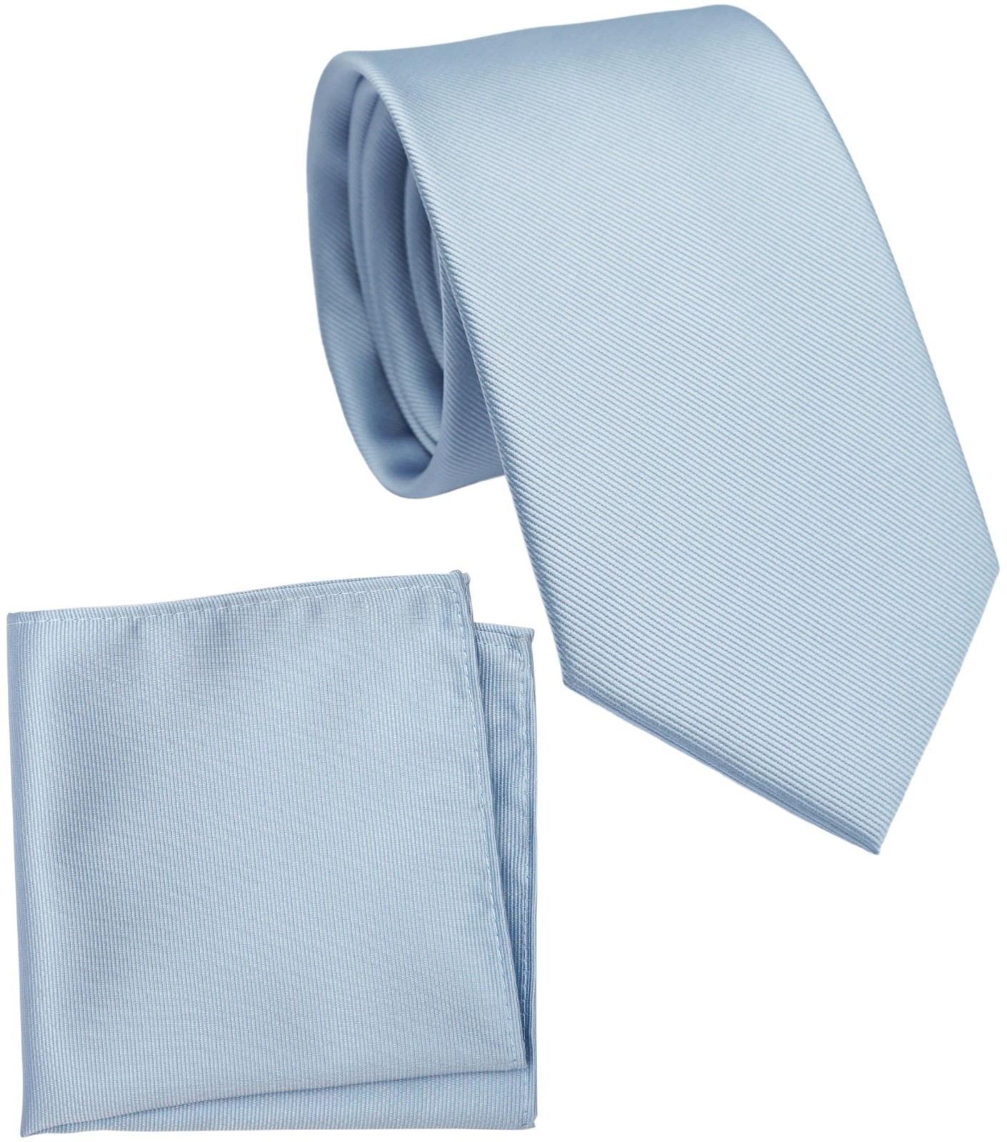 Solid Color Necktie & Pocket Square Set for Men, 3.2″ Standard Width Tie