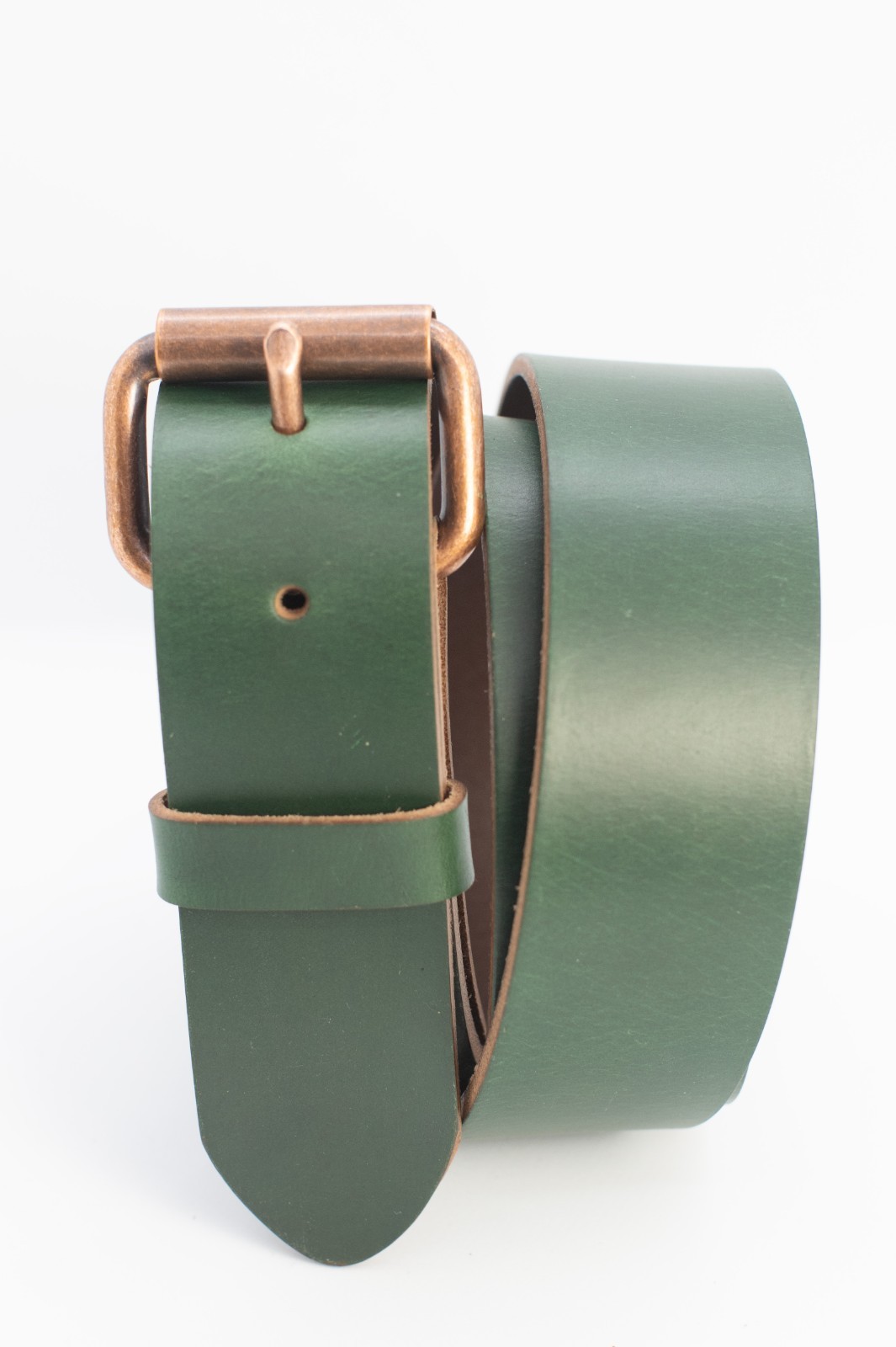 1.5″ Handmade Full Grain GREEN Leather Belt – Multiple Buckles – Made in the USA