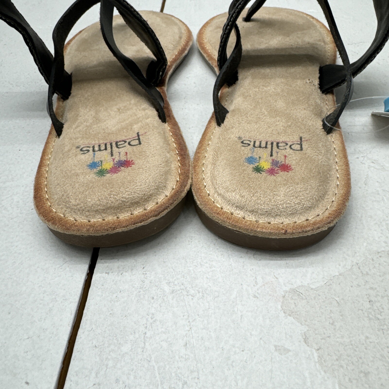 Palms Black Thong Strap Sandal Rhinestone Memory Foam Footbed Women’s Size 10