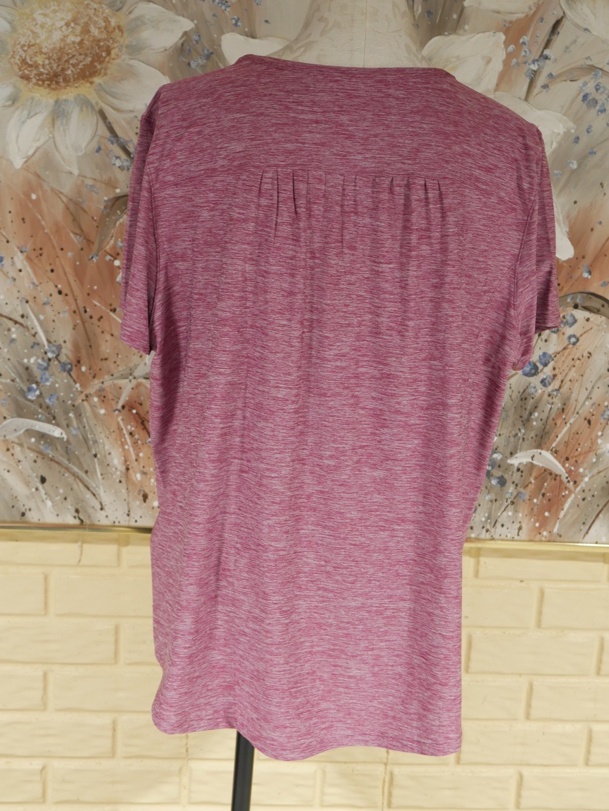 EUC DULUTH TRADING RED VIOLET HEATHER ARMACHILLO XXL S/S PULLOVER V-NECK SHIRT