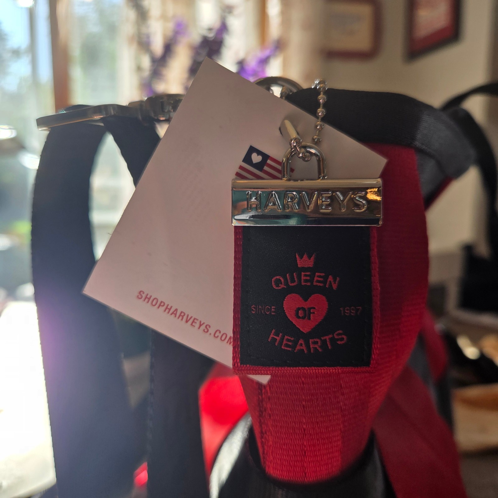 Harvey’s Seatbelt Bag “Red N Black” Medium Audrey Tote RARE With Bow Key Charm!