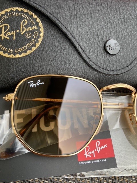 New Ray-Ban Hexagonal RB3548 Gradient Brown Sunglasses