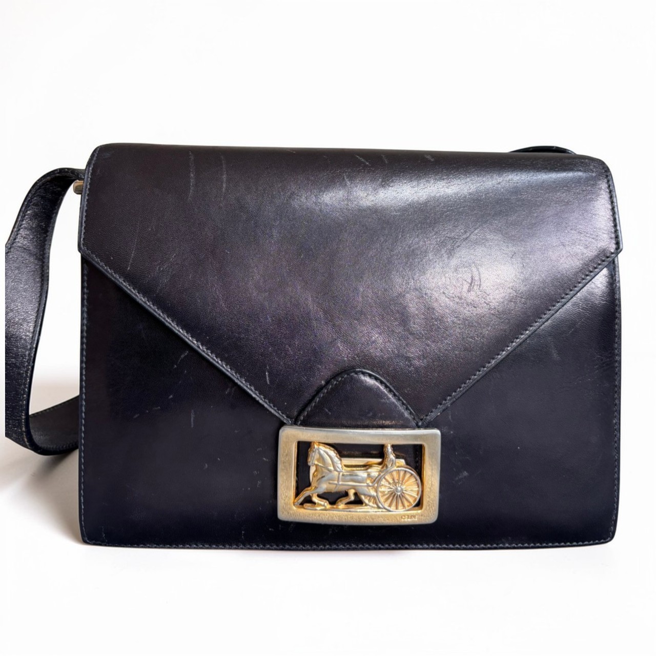 CELINE Shoulder Bag Horse Carriage Calf Leather Authentic