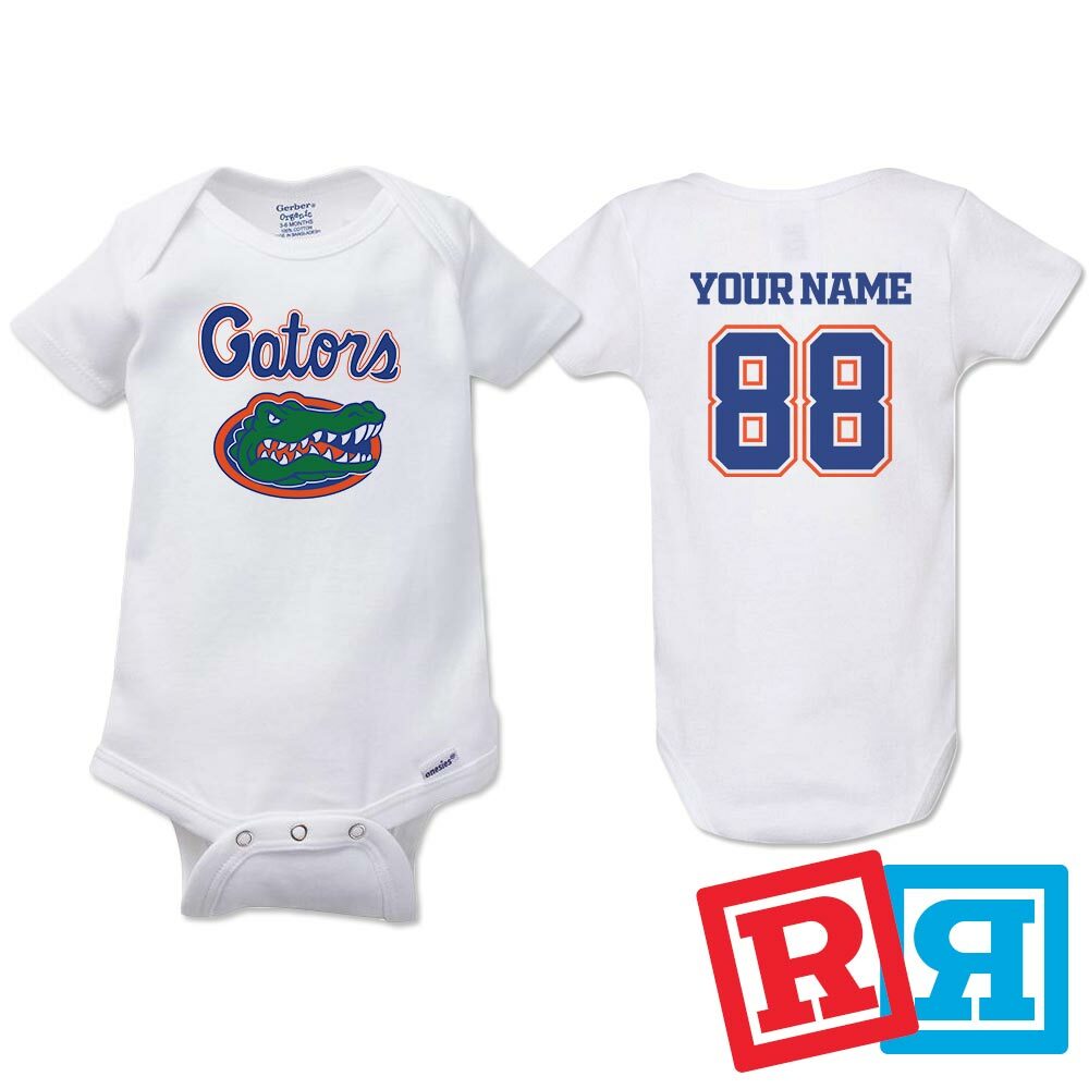 Personalized Florida Gators Gerber Baby Onesie® Cotton White Custom Bodysuit