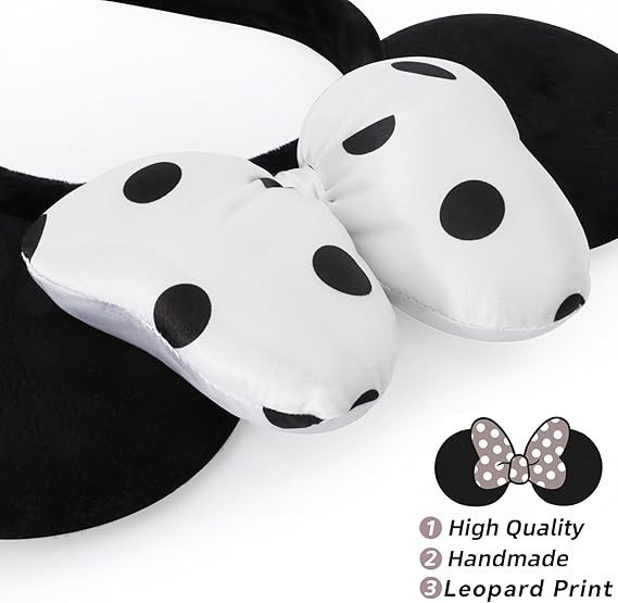 ODOCARE Handmade Mouse Ears Headband for Women and Ladies, Polka Dot Bow Mini Ea