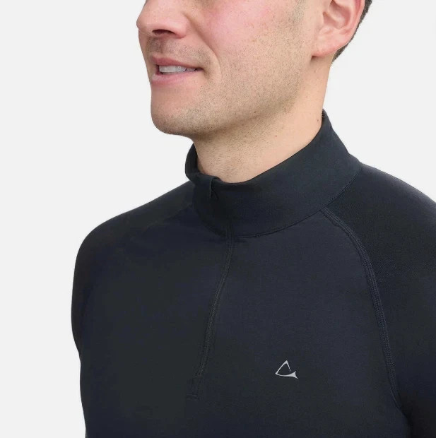 Paradox Men’s 1/4 Zip Merino Blend Performance Base Layer Top, Black, Size L