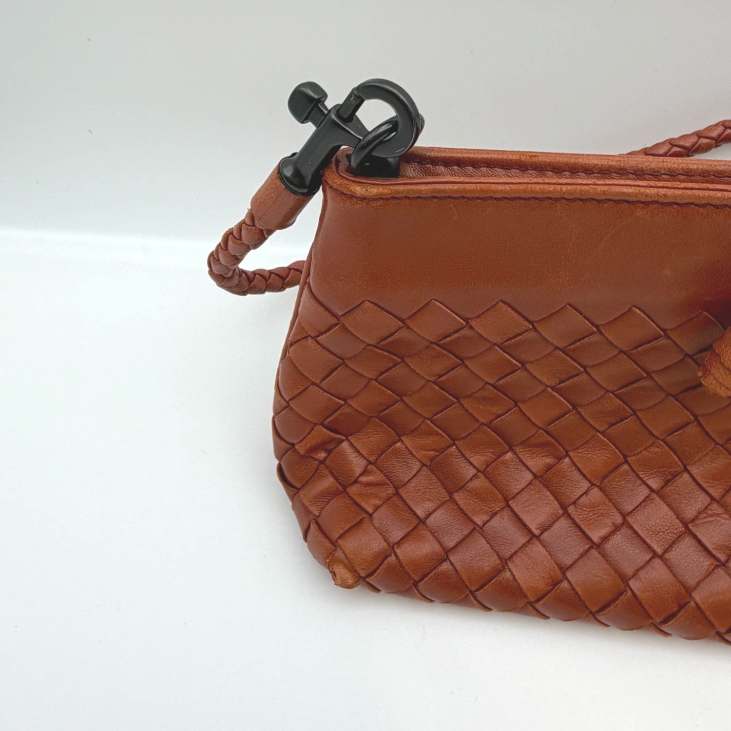 Bottega Veneta Intrecciato Leather Shoulder Bag Brown Braided Strap