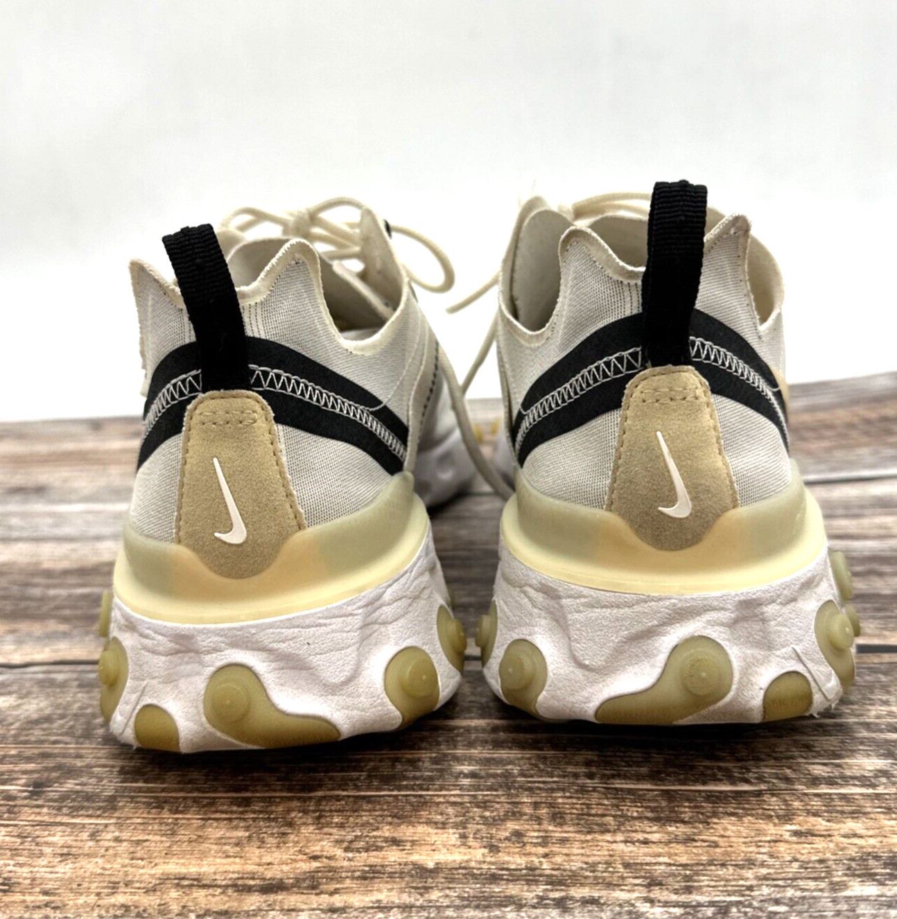 Nike React Element 55 Soft Yellow Beige Running Shoes Sneakers Men’s Size 9.5