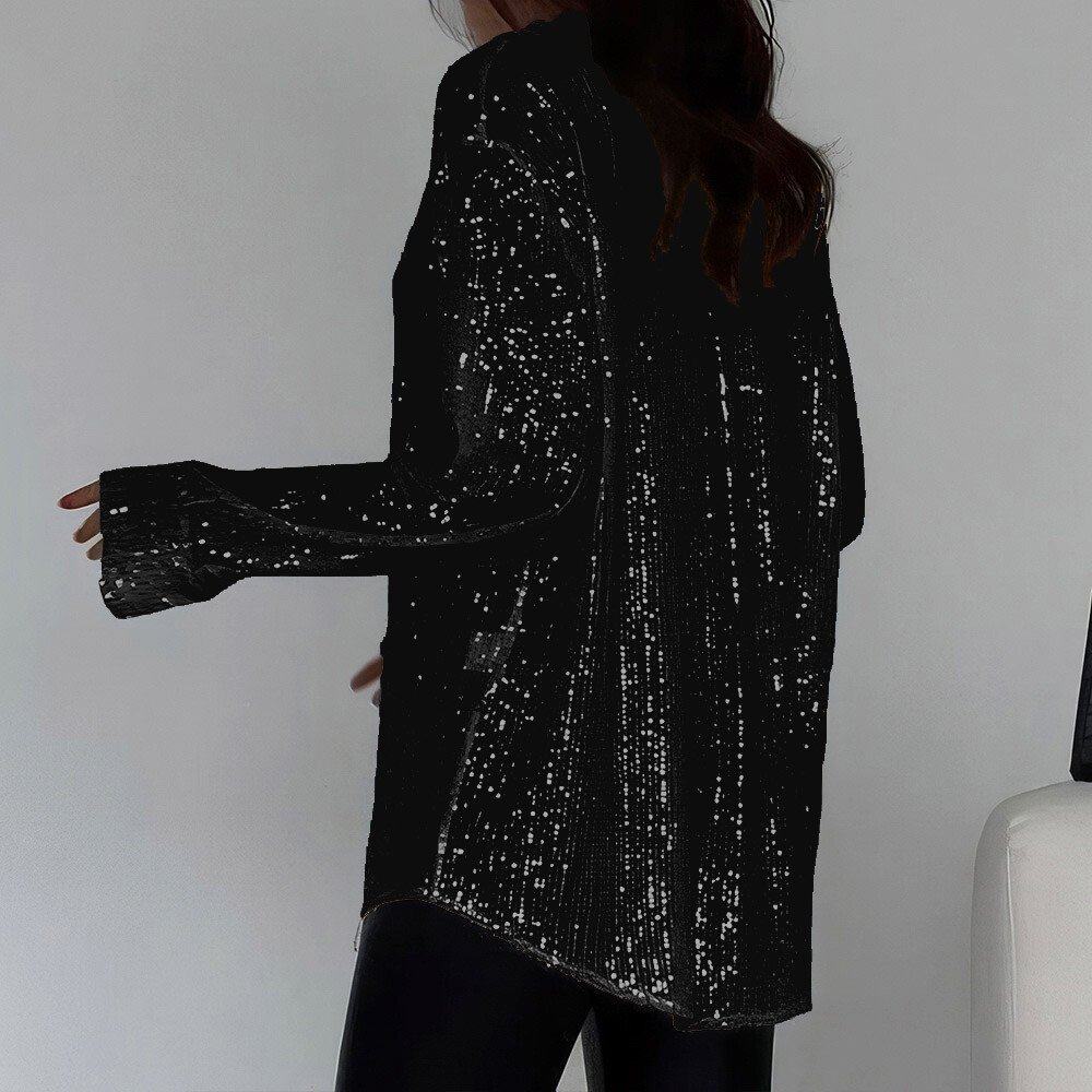 Womens Sequin Glitter Shiny Button Down Shirt Ladies Clubwear Party Tops Blouse