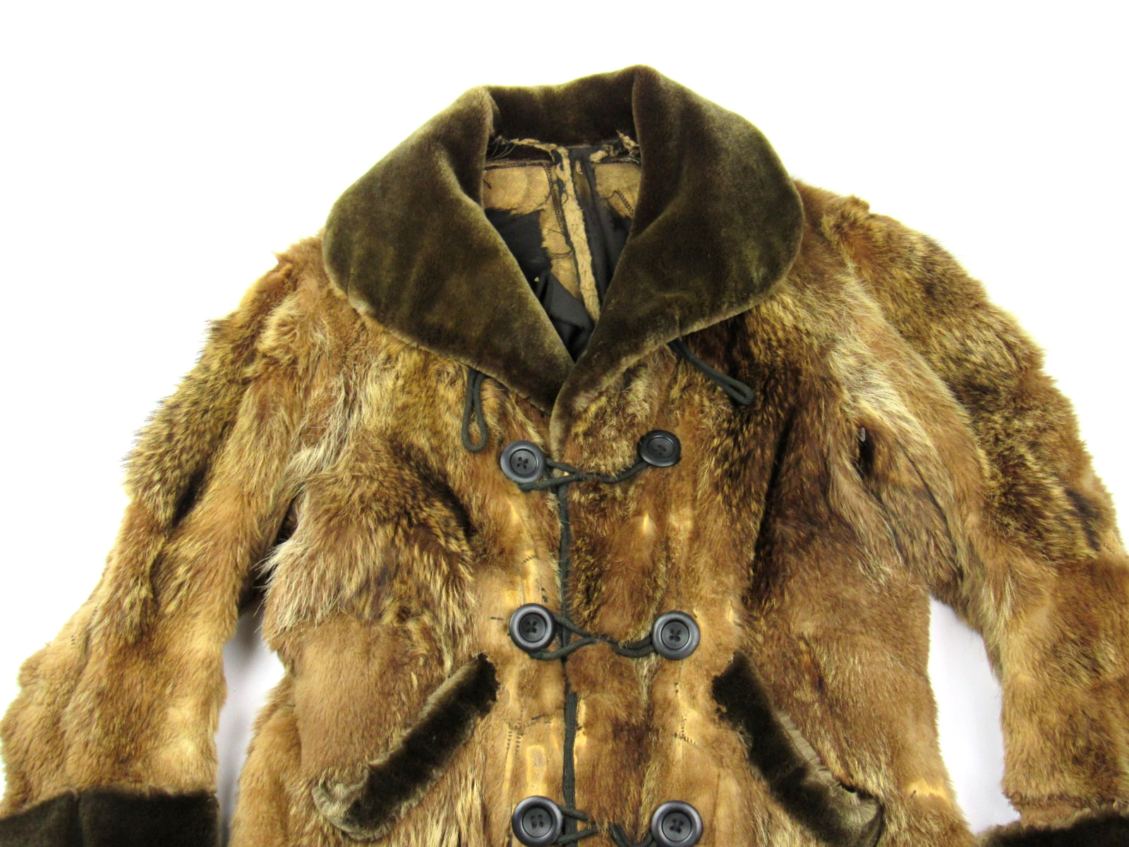 Antique 1800s / 1900s Long Frontier Fur Trapper Mountain Man Grizzly Coat Vtg