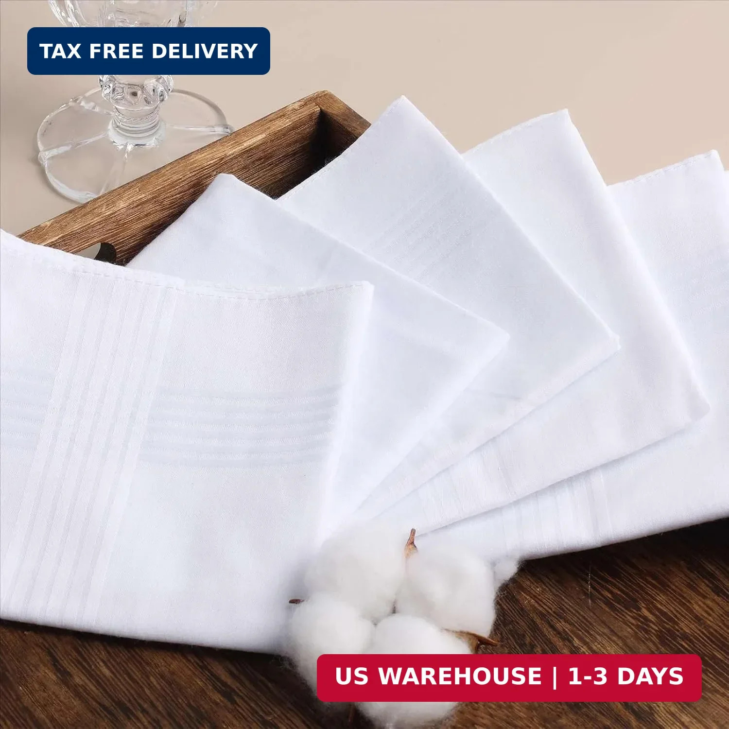 25 Pack Men’s Cotton Handkerchiefs, 16×16 Inch, White | 100% Soft Cotton, Bulk P