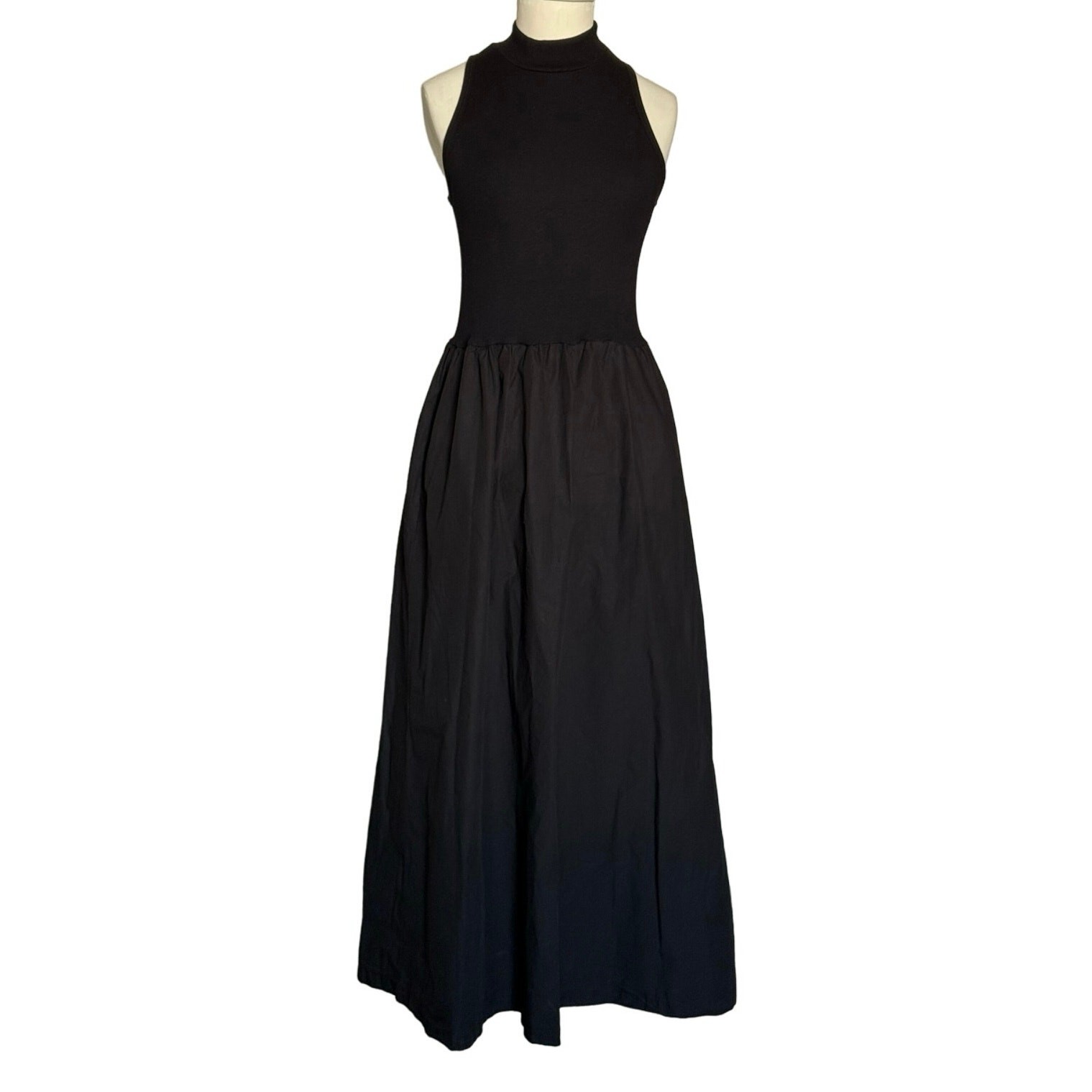 Stateside Structured Poplin Mixed Media Mock Neck Dress Size XS