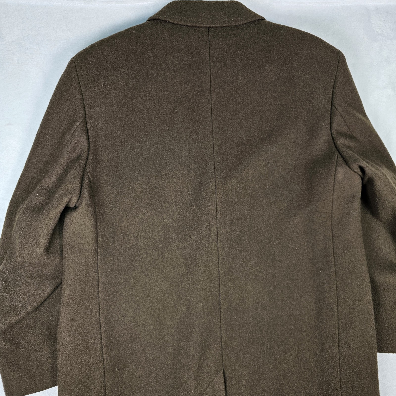 Vtg Double Breasted Wool Coat Men 40S Peak Lapel Flannel Olive Green Heavyweight