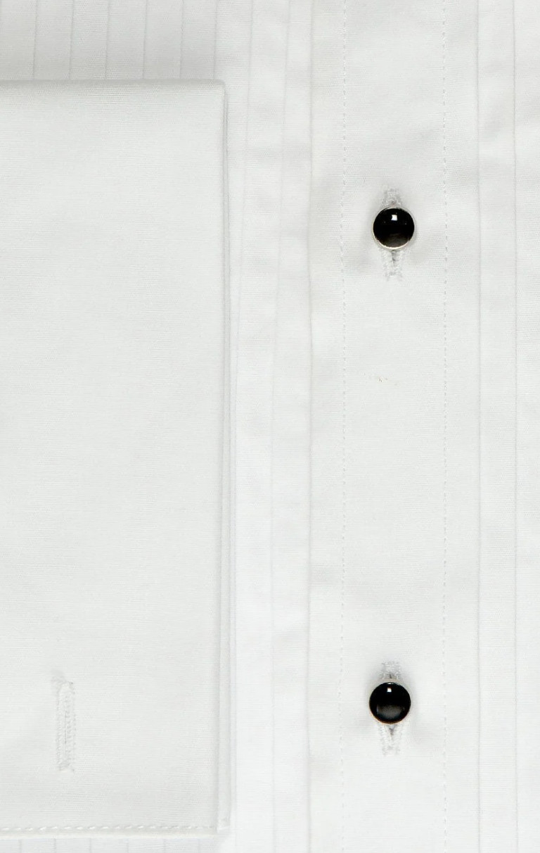 Men’s 100% Cotton Regular Collar 1/4″ Pleated French Cuff Tuxedo Shirt Reg Fit
