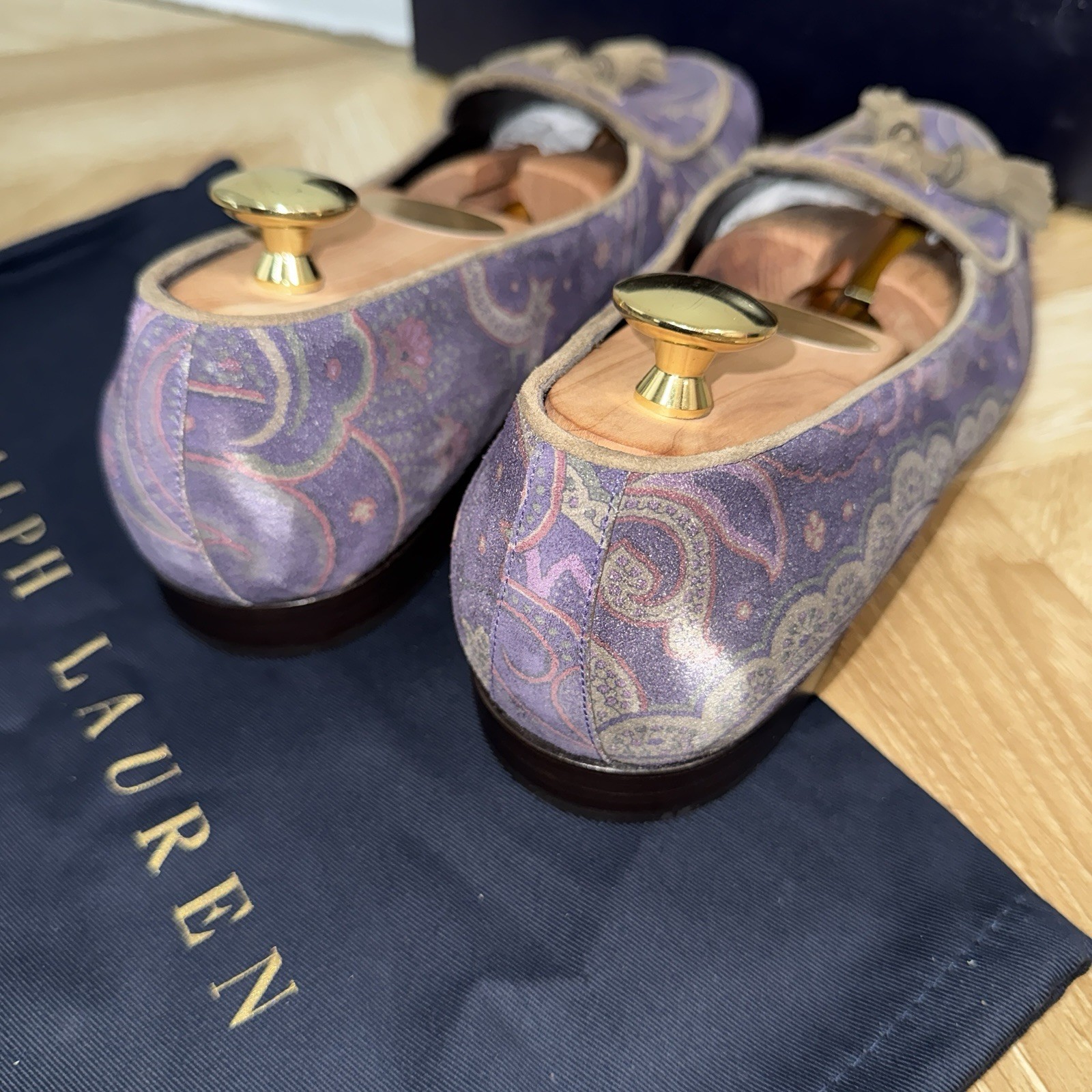 Ralph Lauren Purple Label Paisley Tassel Suede Leather Shoe Rare Polo Italy 11