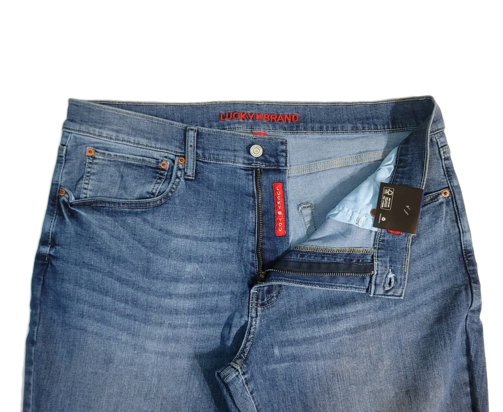 Lucky Brand Mens 223 Straight Stretch 34×29 Classic 5-Pocket Denim Jeans Lt Blue