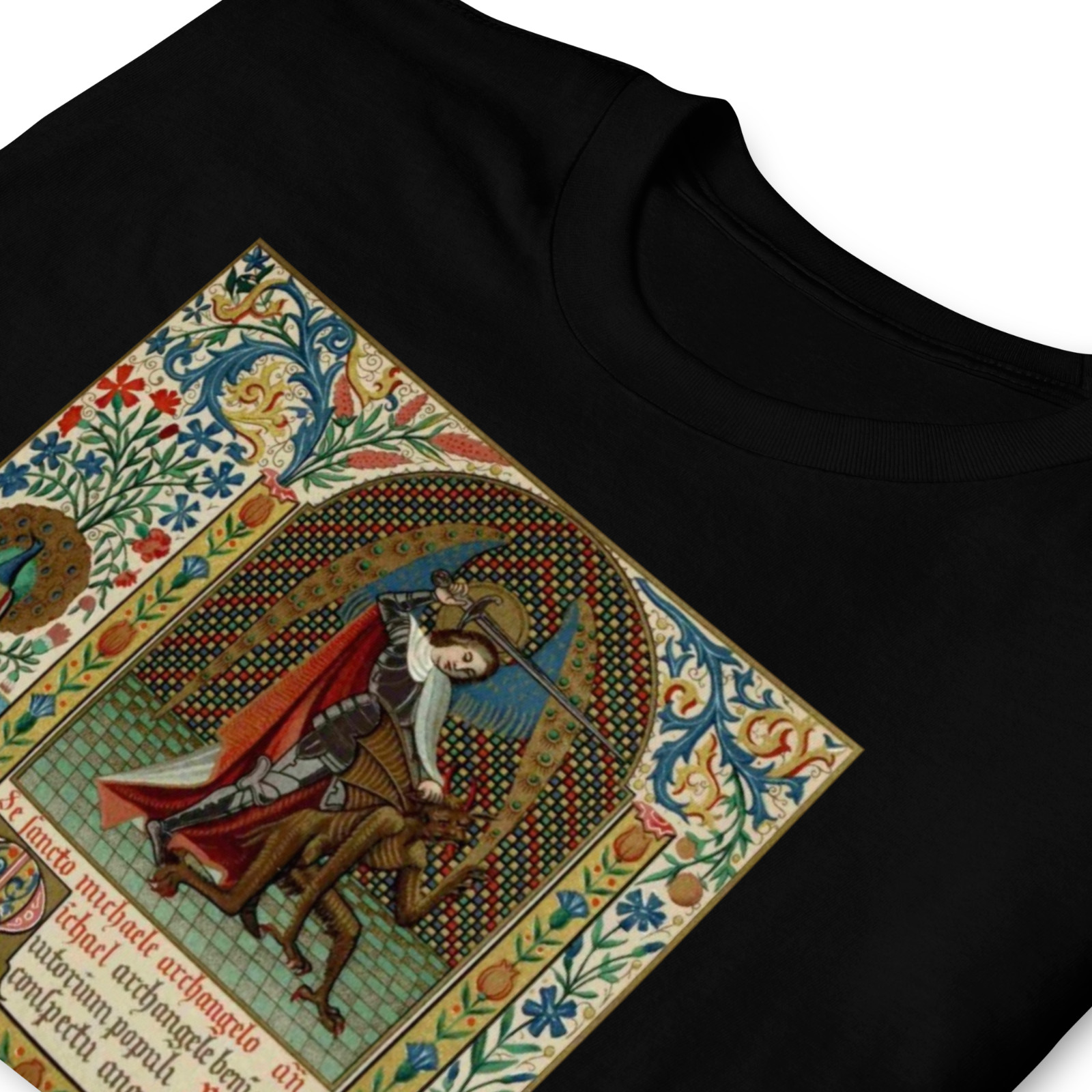 Archangel Michael vs Devil Medieval Gothic Illuminated Art Graphic T-Shirt