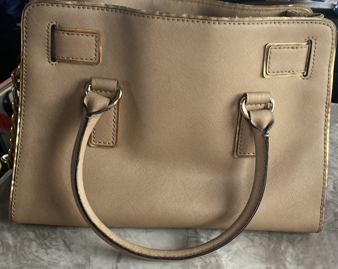 MICHAEL KORS Hamilton Medium Lock and Key Leather Bag Satchel/Shoulder Bag Brown